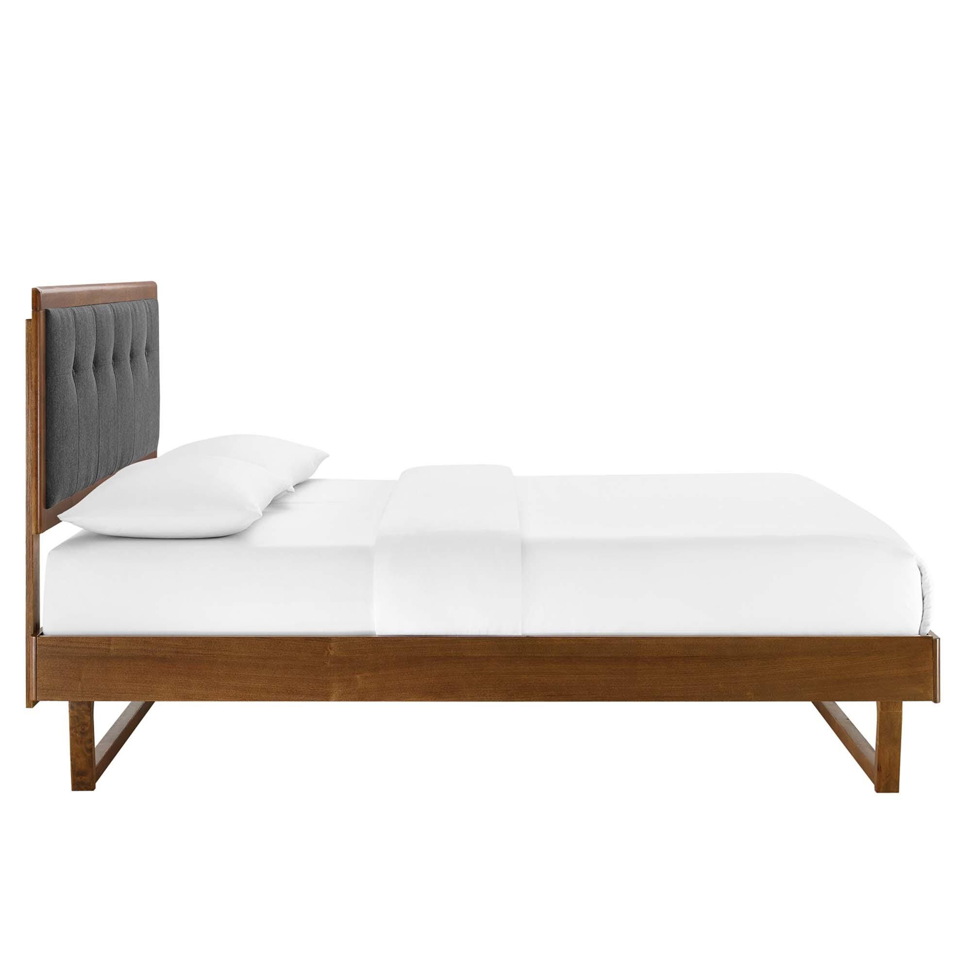 Modway Willow King Platform Bed With Angular Frame, Walnut/Charcoal, large