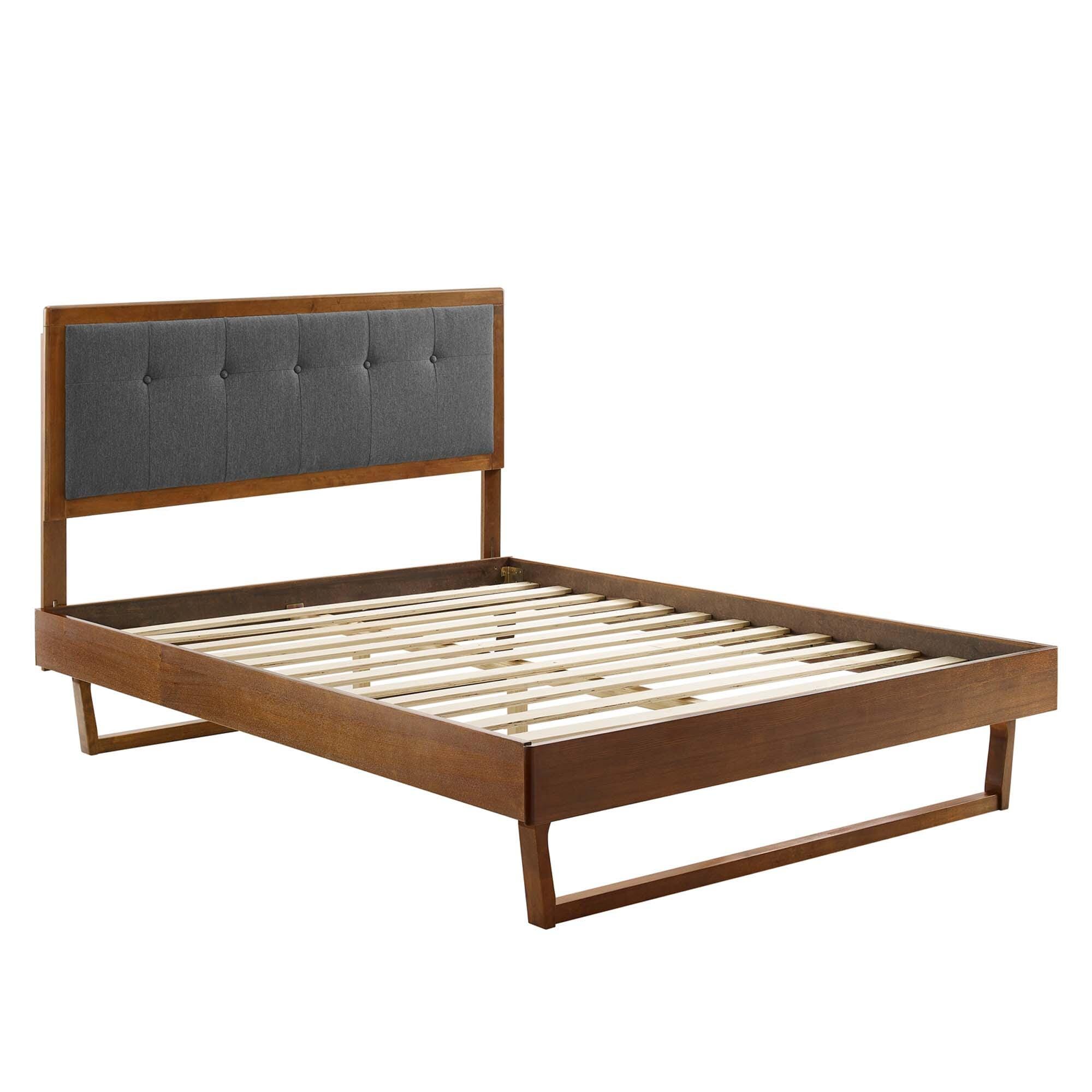 Modway Willow King Platform Bed With Angular Frame, Walnut/Charcoal, large