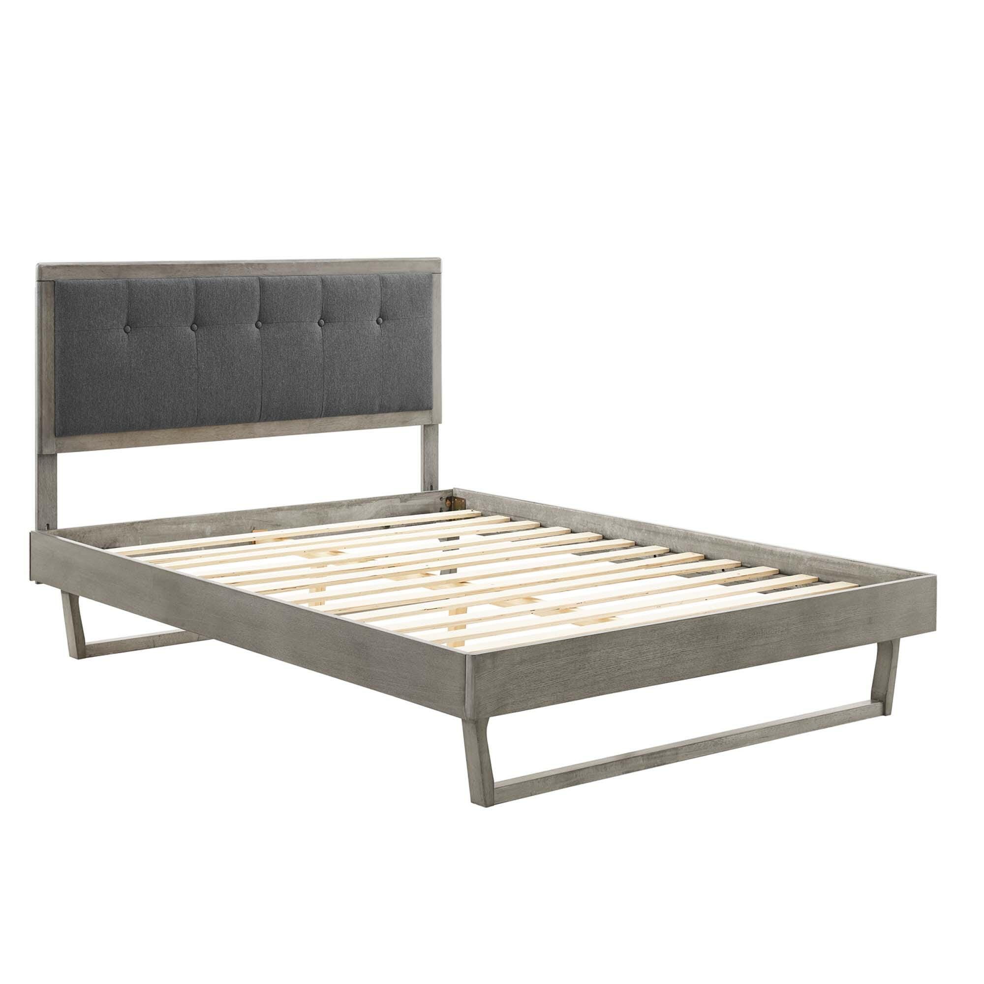 Modway Willow King Platform Bed With Angular Frame, Gray/Charcoal, large