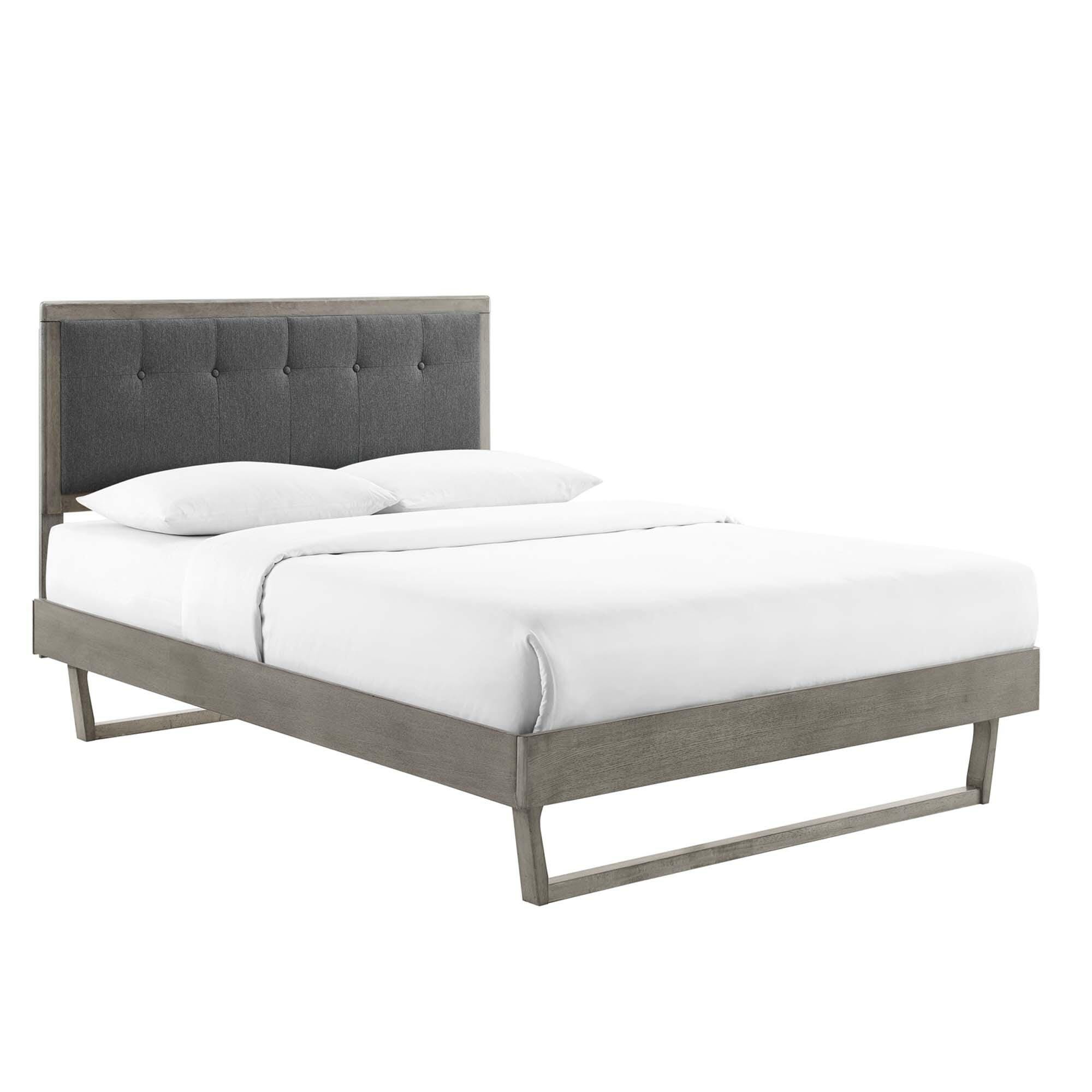 Modway Willow King Platform Bed With Angular Frame, Gray/Charcoal, large