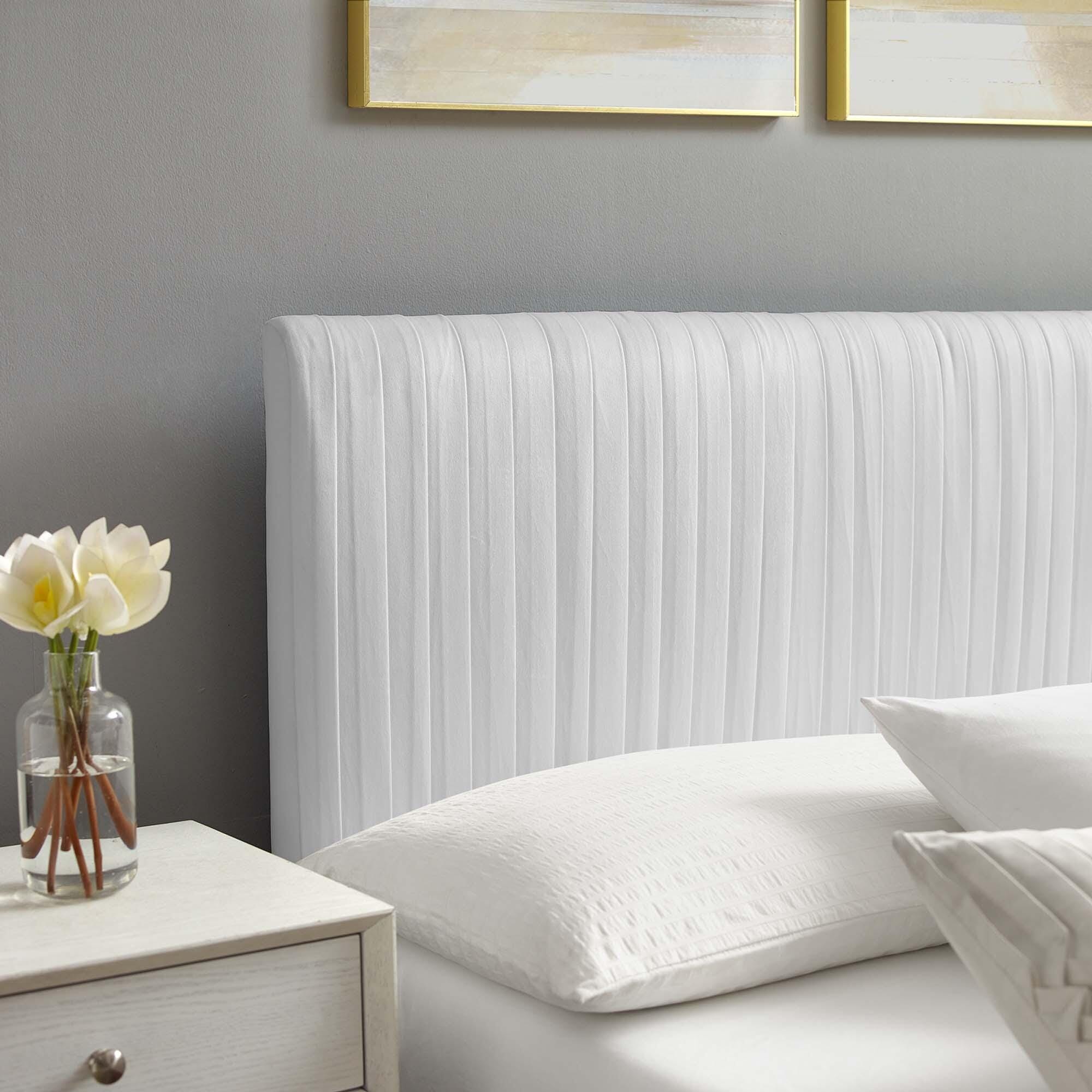 Modway Peyton Queen Platform Bed with Gold Metal legs, White, large