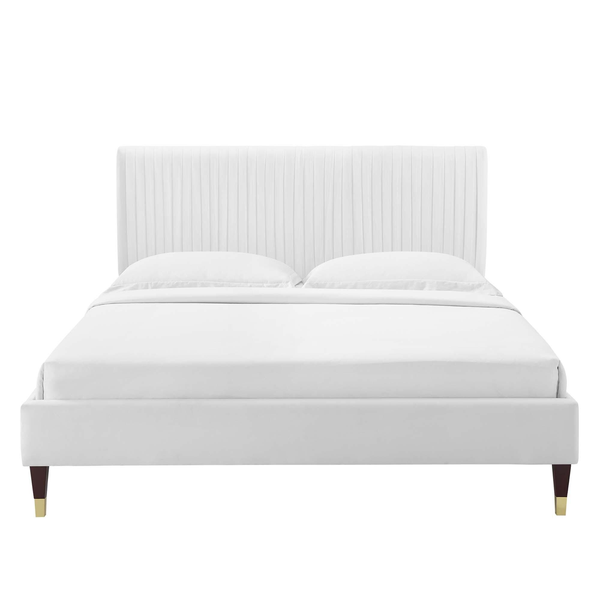 Modway Peyton Queen Platform Bed with Gold Metal Sleeves, , large