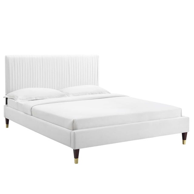 Modway Peyton Queen Platform Bed with Gold Metal Sleeves