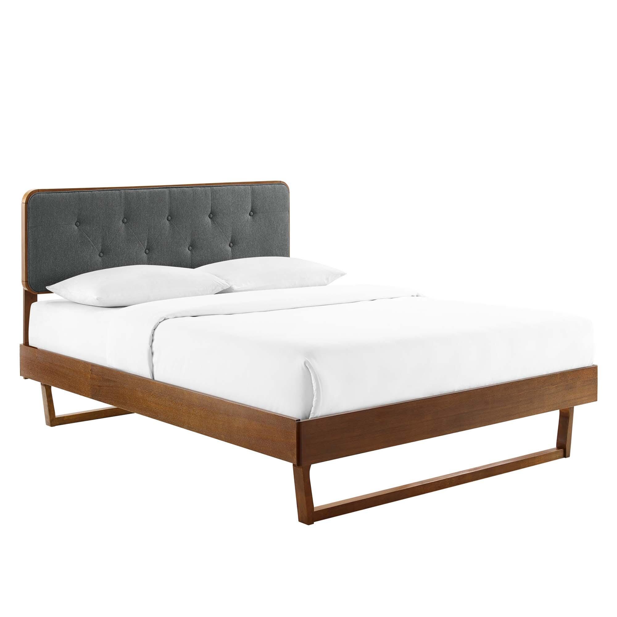 Modway Bridgette Queen Platform Bed With Angular Frame, Walnut/Charcoal, large