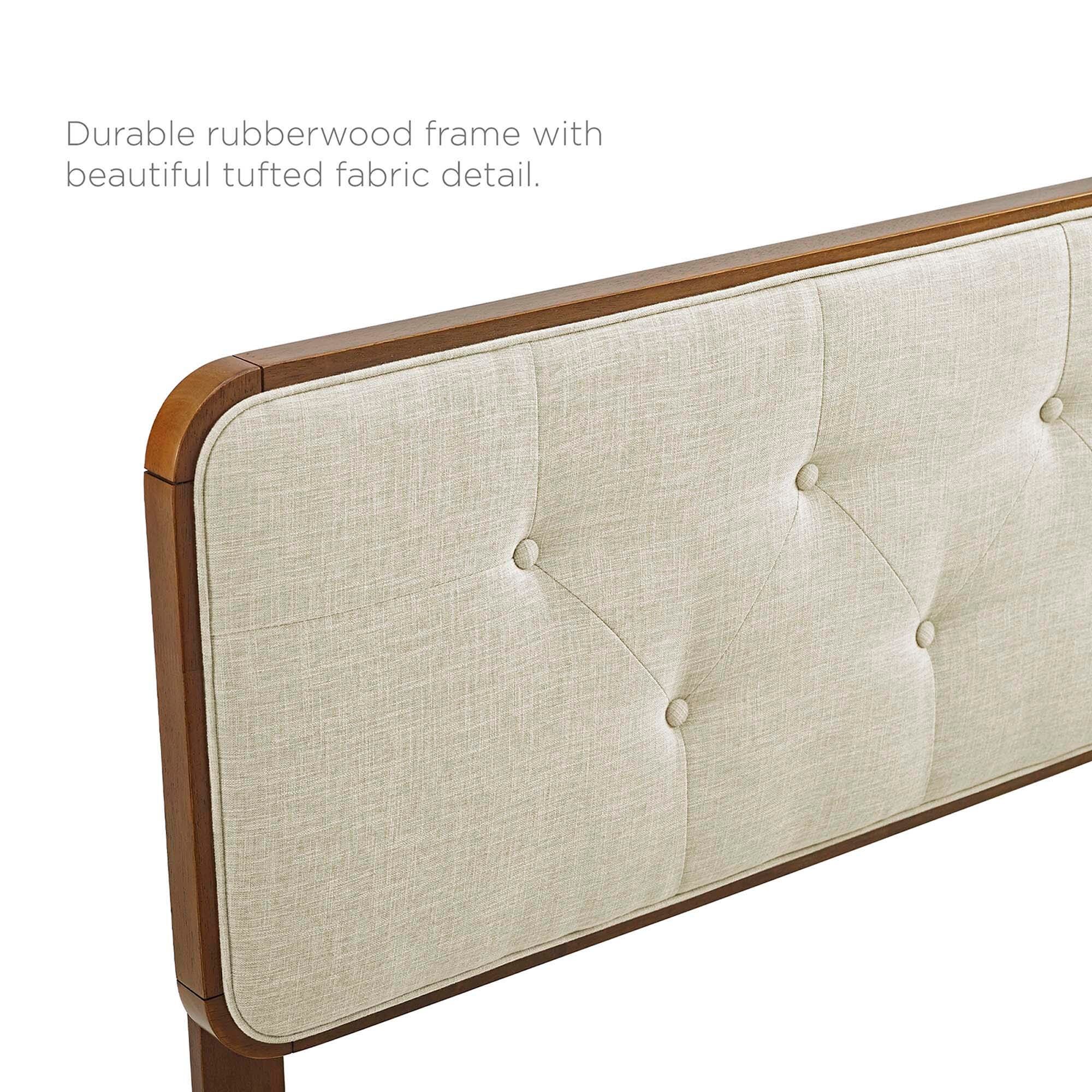 Modway Bridgette Queen Platform Bed With Angular Frame, Walnut/Beige, large