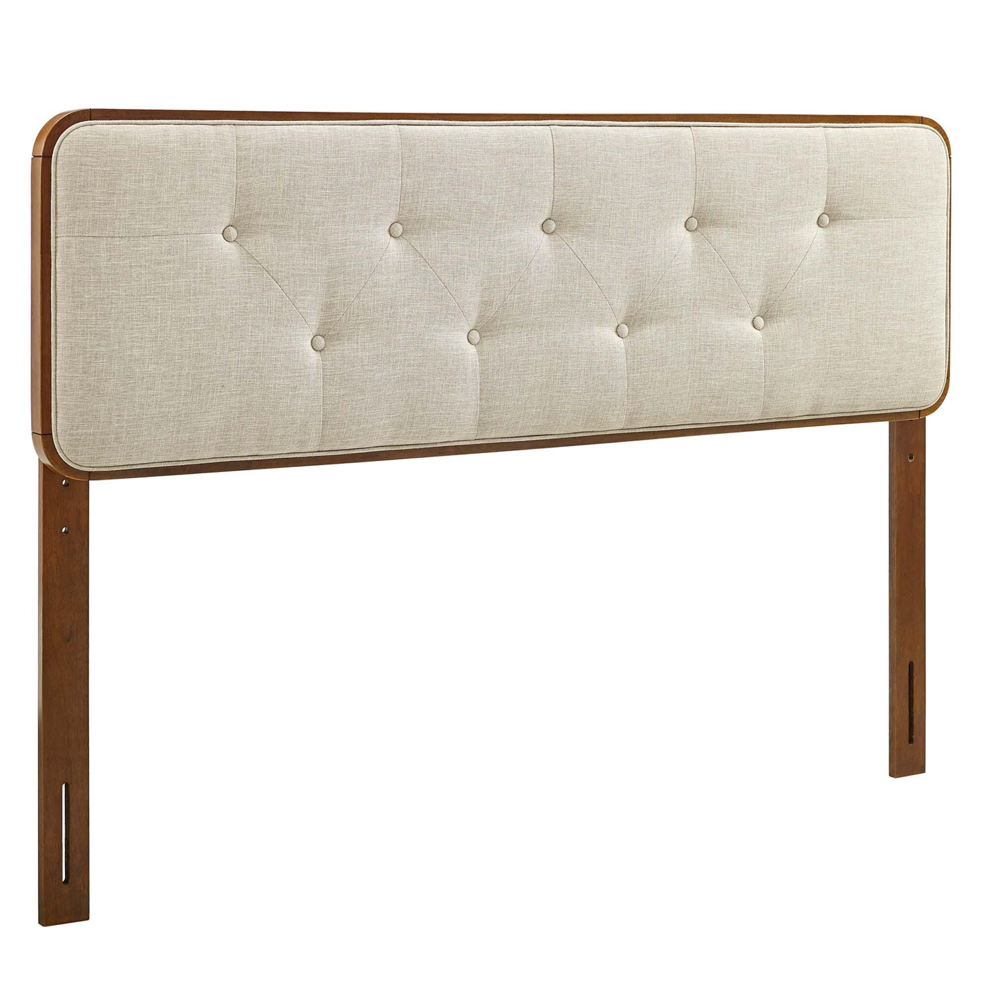 Modway Bridgette Queen Platform Bed With Splayed Legs, Walnut/Beige, large