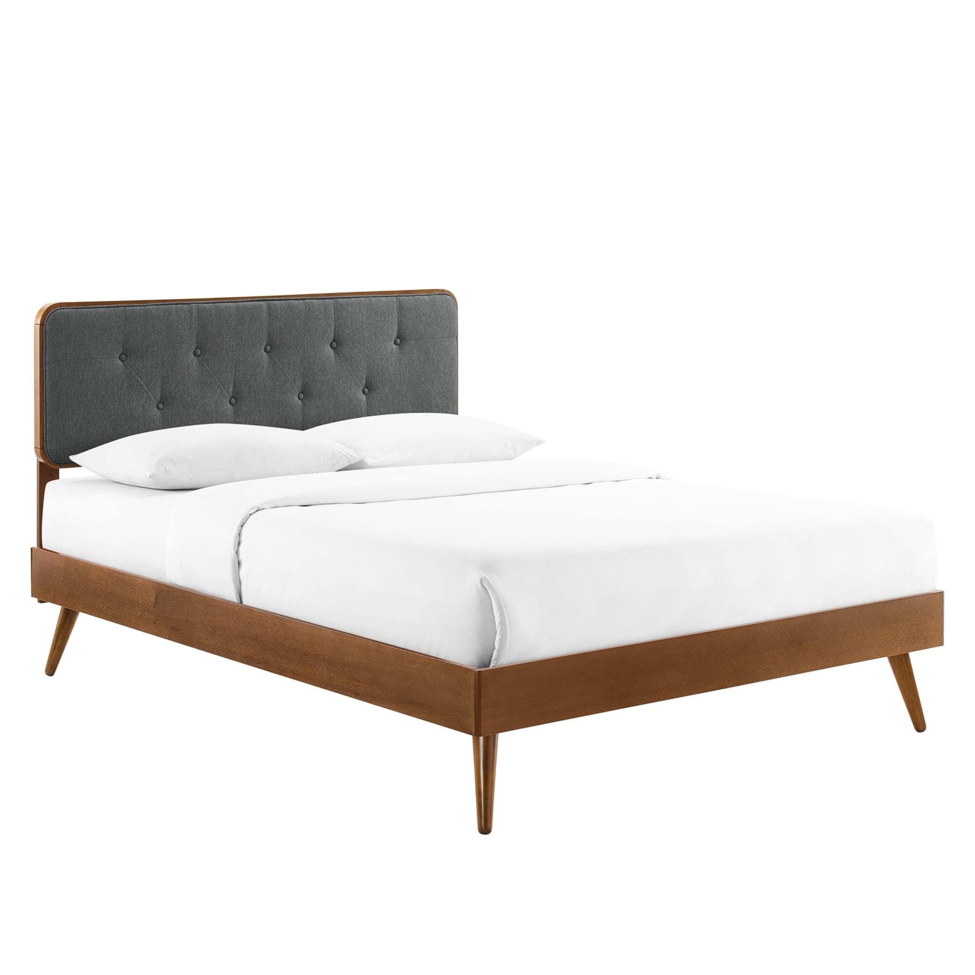 Modway Bridgette Queen Platform Bed With Splayed Legs, Walnut/Charcoal, large