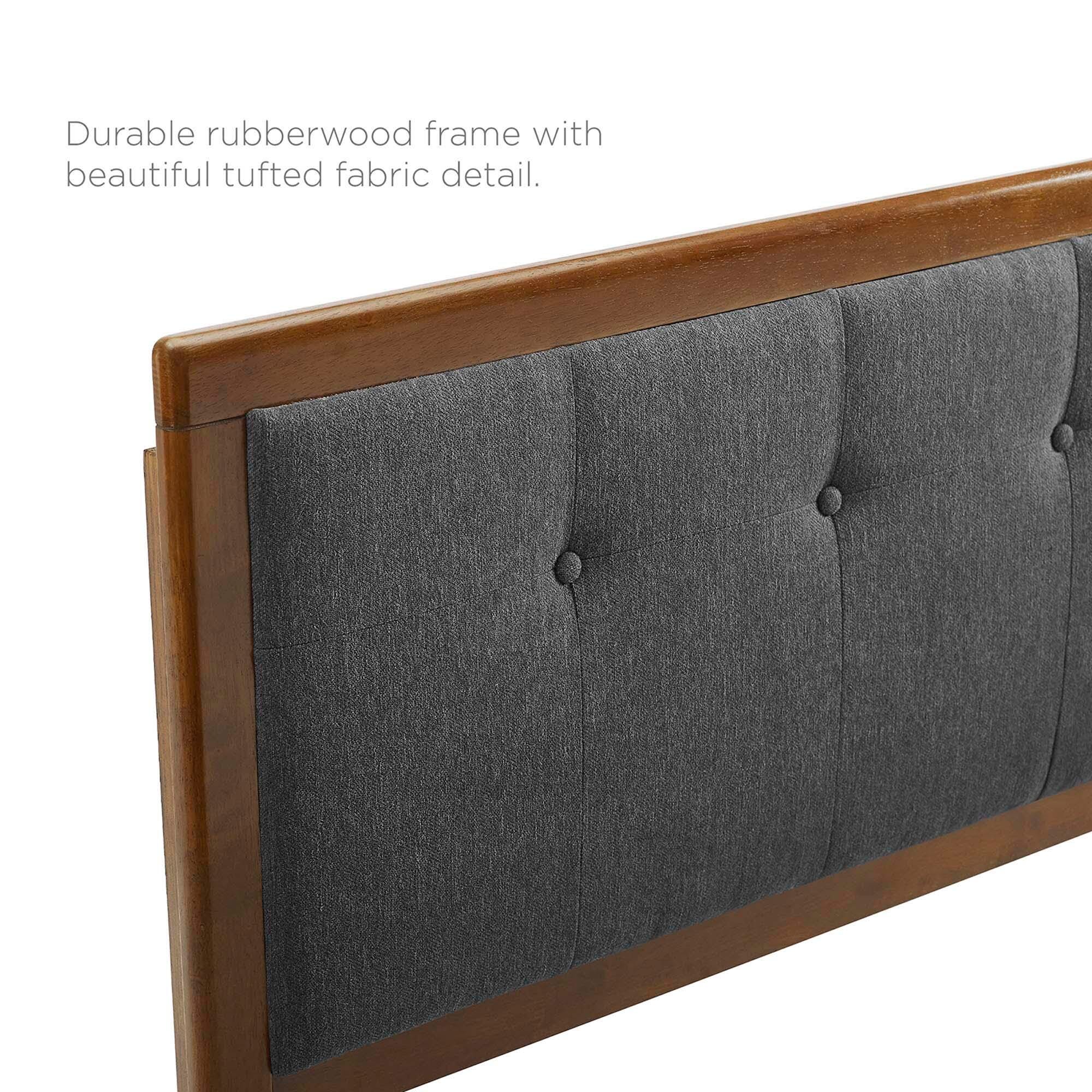 Modway Willow Queen Platform Bed With Splayed Legs, Walnut/Charcoal, large
