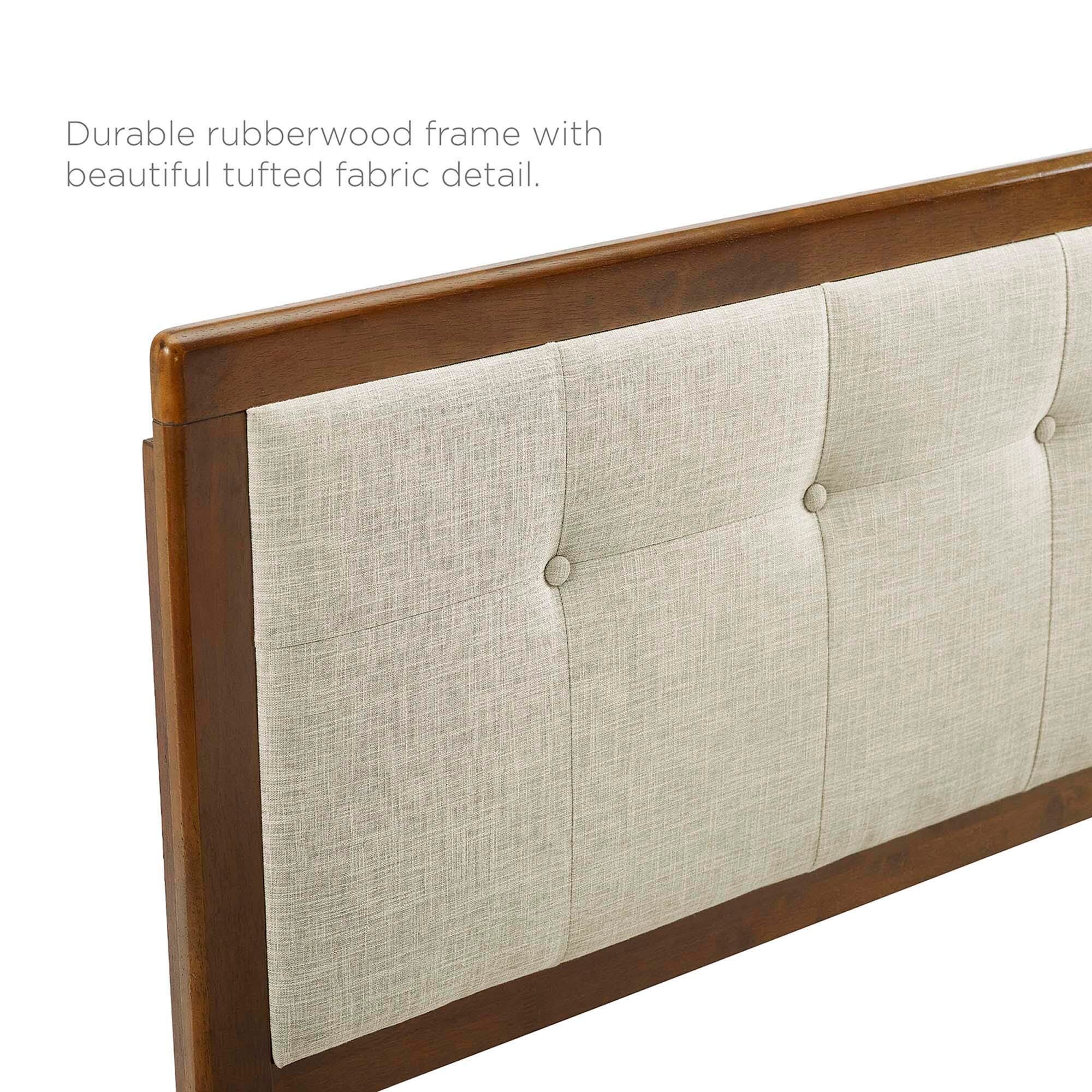 Modway Willow Queen Platform Bed With Splayed Legs, Walnut/Beige, large