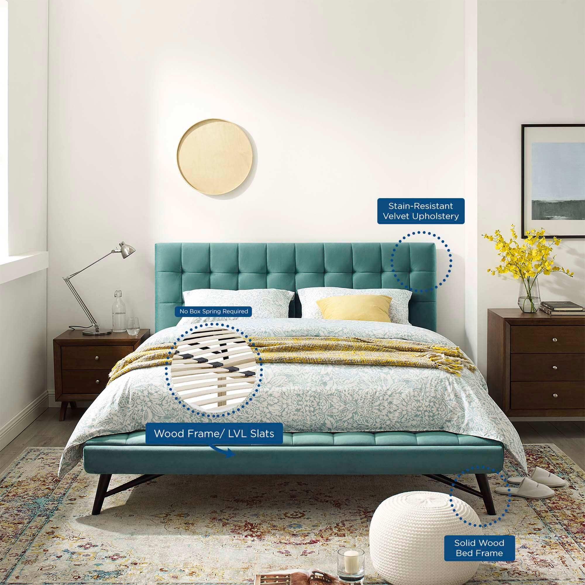Modway Julia Queen Platform Bed, Teal, large