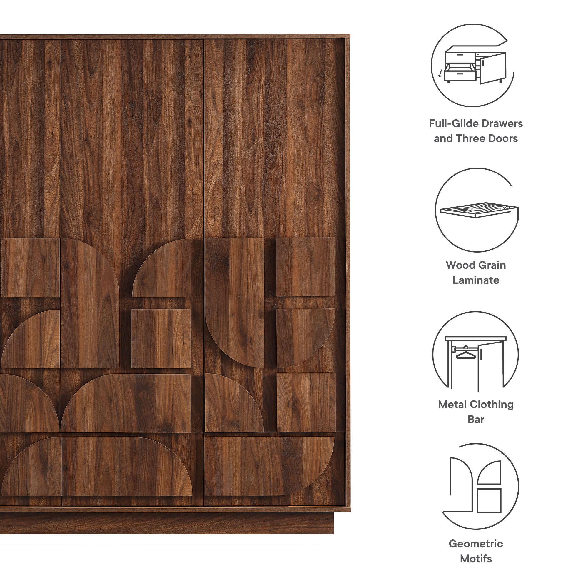Modway Bulwark 57" 3 Door Wardrobe Closet, , large