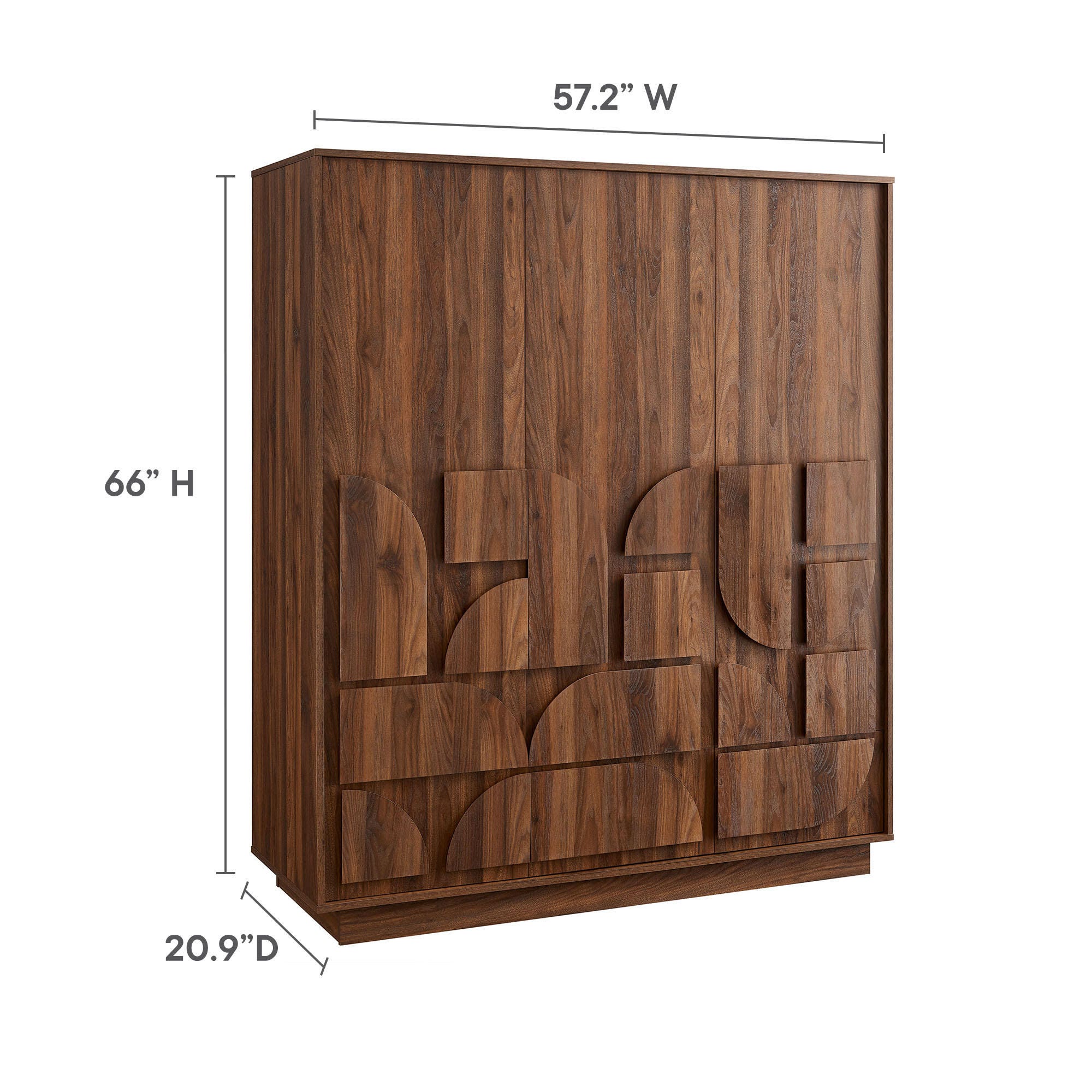Modway Bulwark 57" 3 Door Wardrobe Closet, , large