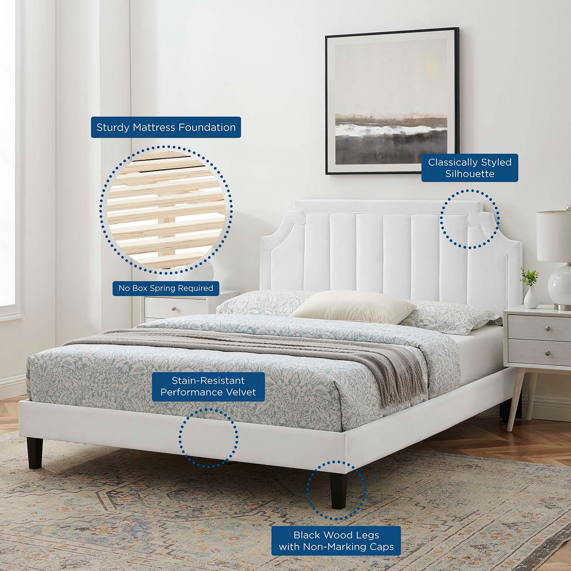 Modway Sienna Full Platform Bed, White, large