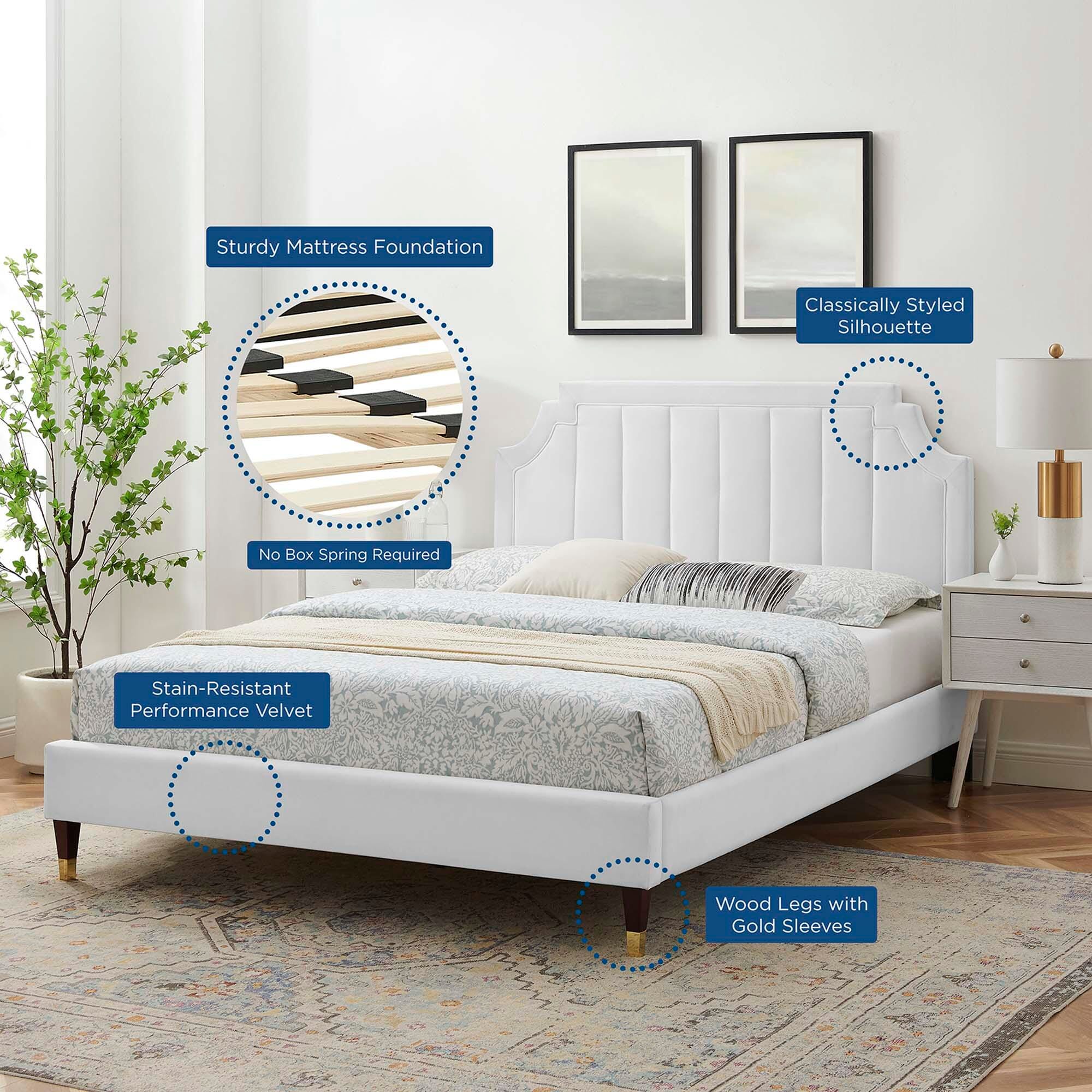 Modway Sienna King Platform Bed, White, large