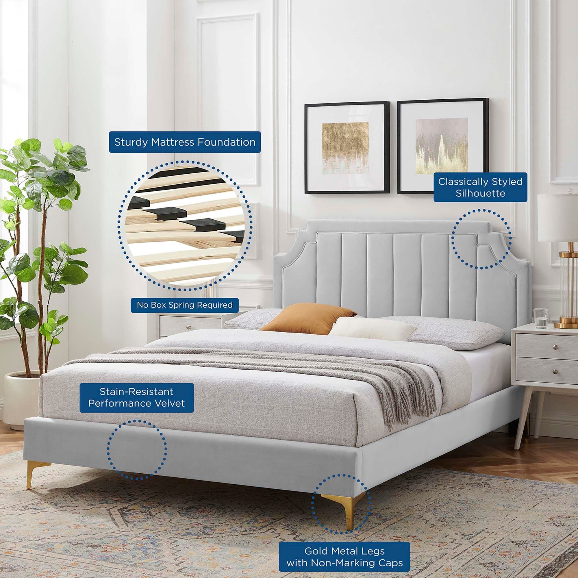 Modway Sienna Twin Platform Bed, Light Gray, large