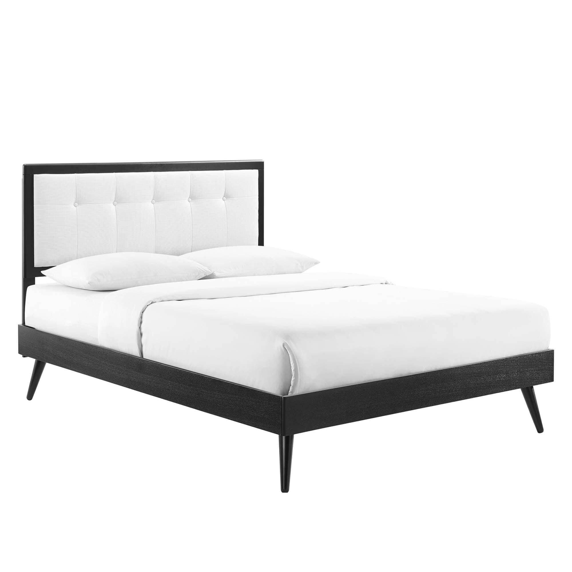 Modway Willow Full Platform Bed With Splayed Legs, Black/White, large
