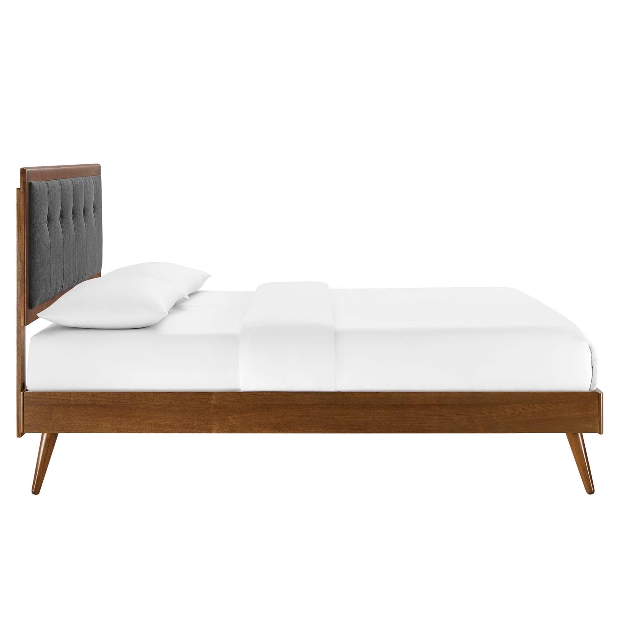 Modway Willow Full Platform Bed With Splayed Legs, Walnut/Charcoal, large