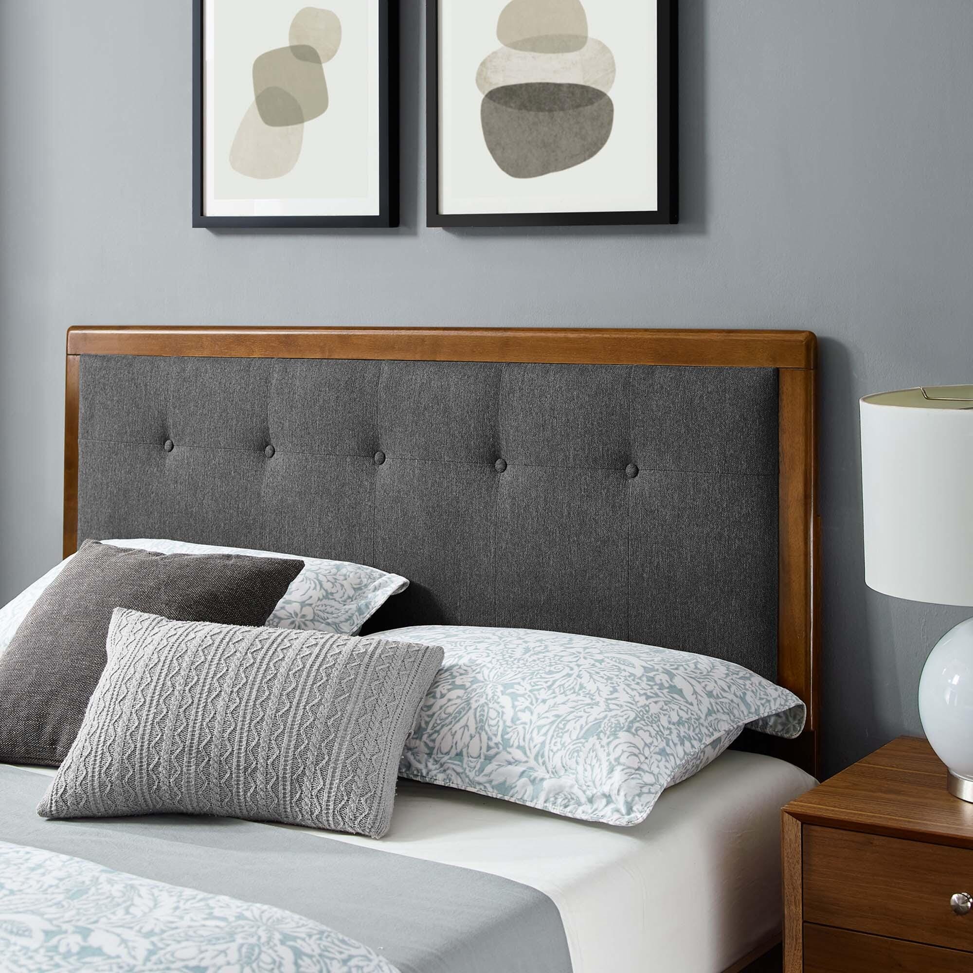 Modway Willow Full Platform Bed With Splayed Legs, Walnut/Charcoal, large