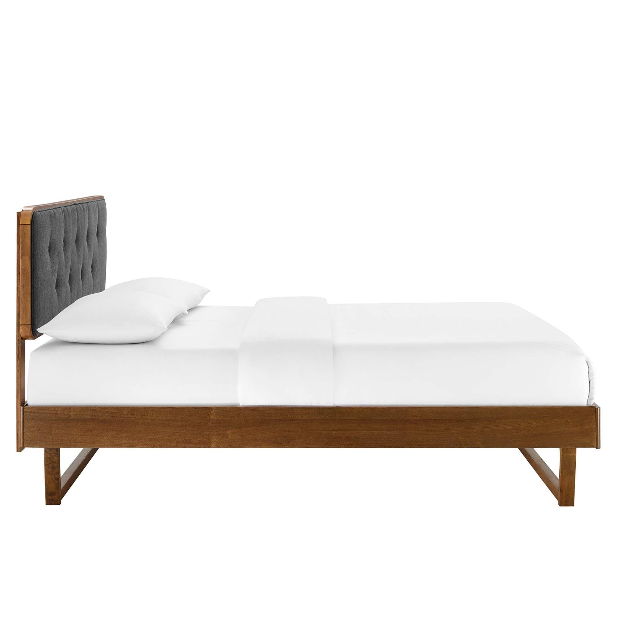 Modway Bridgette King Platform Bed With Angular Frame, Walnut/Charcoal, large
