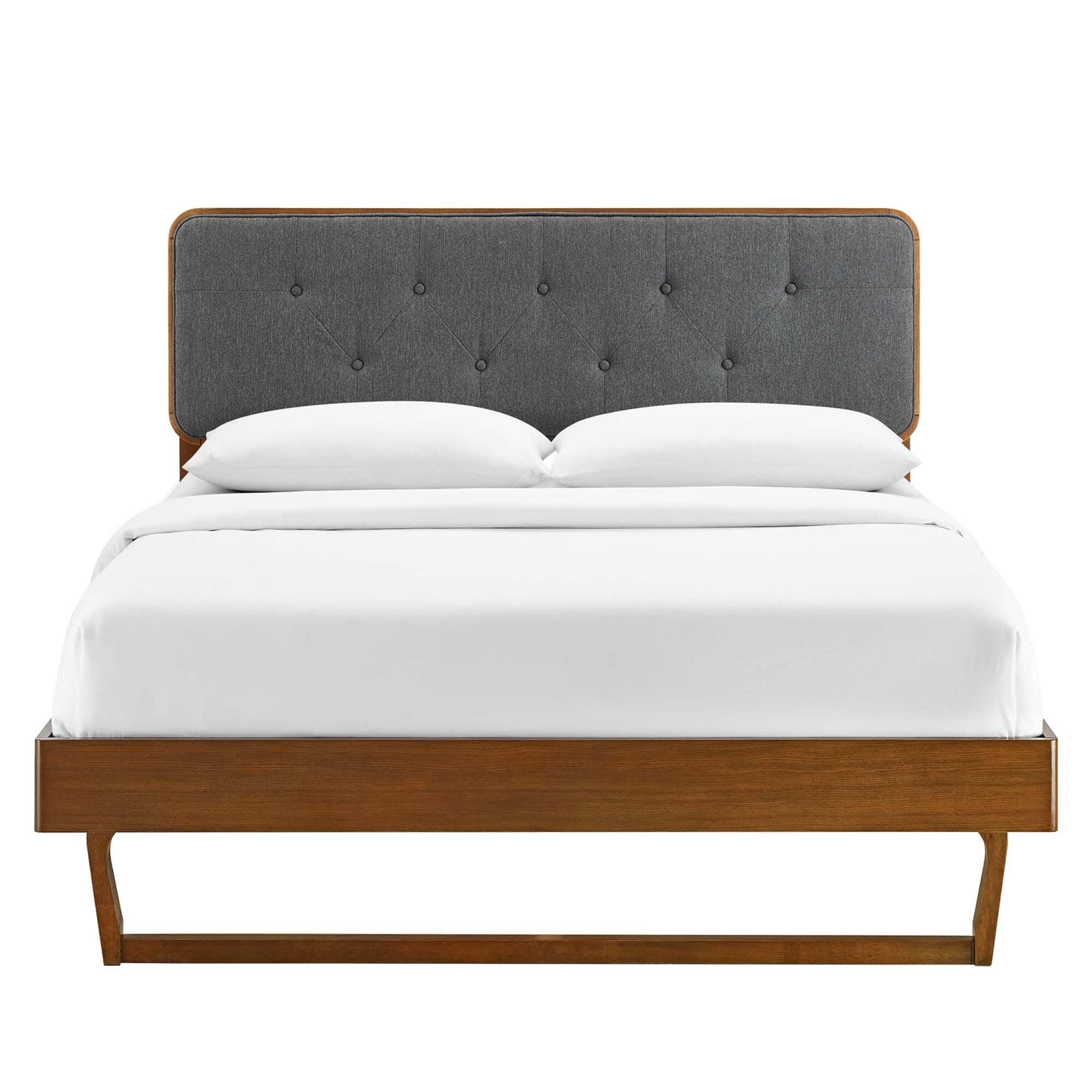 Modway Bridgette King Platform Bed With Angular Frame, Walnut/Charcoal, large