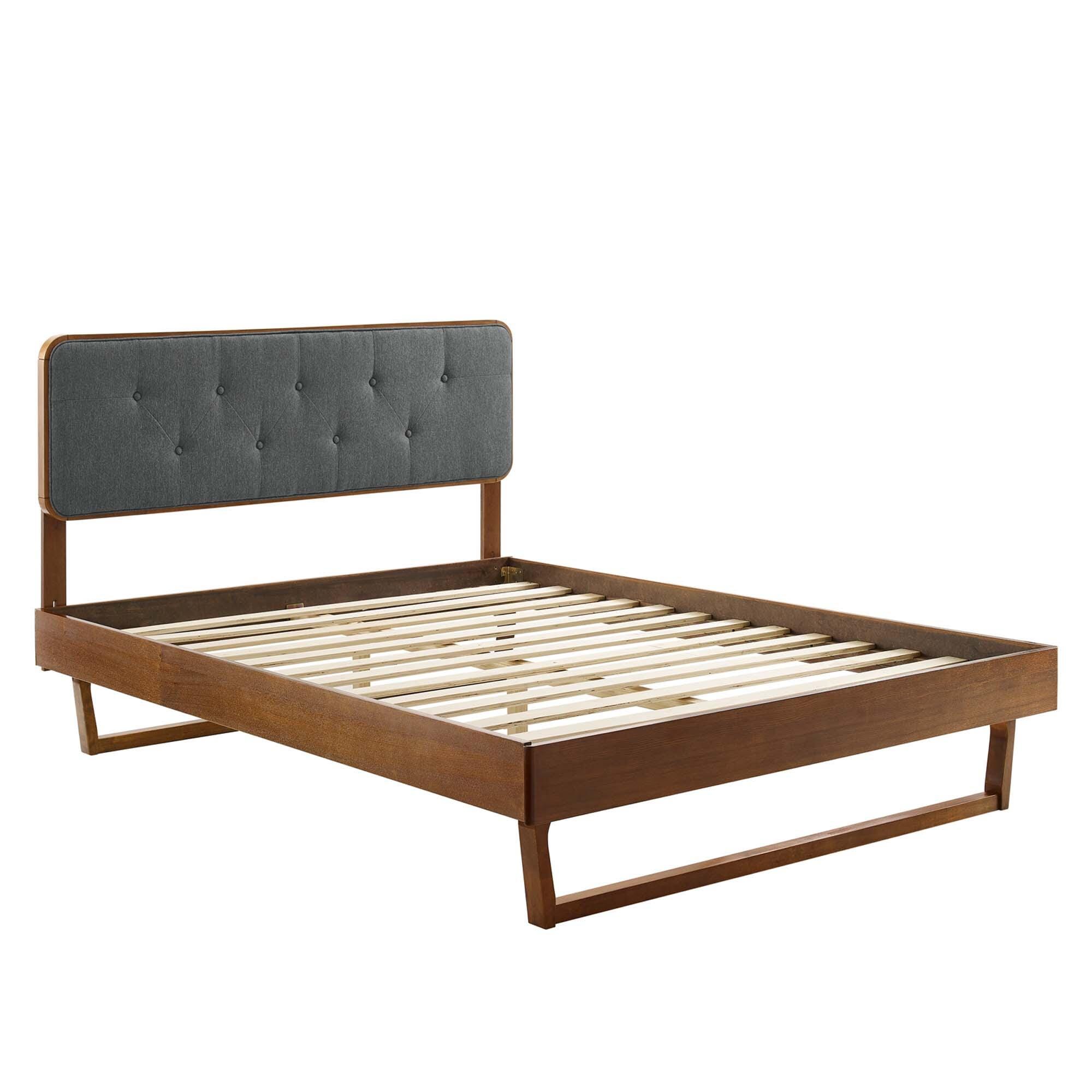 Modway Bridgette King Platform Bed With Angular Frame, Walnut/Charcoal, large