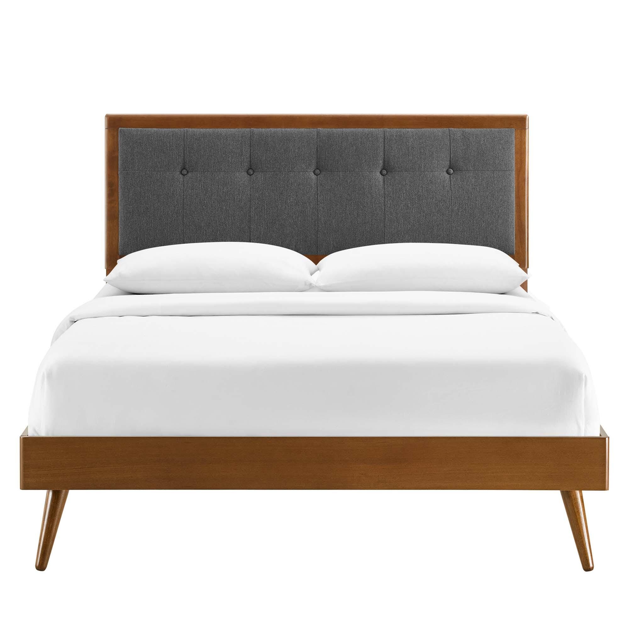 Modway Willow King Platform Bed With Splayed Legs, Walnut/Charcoal, large