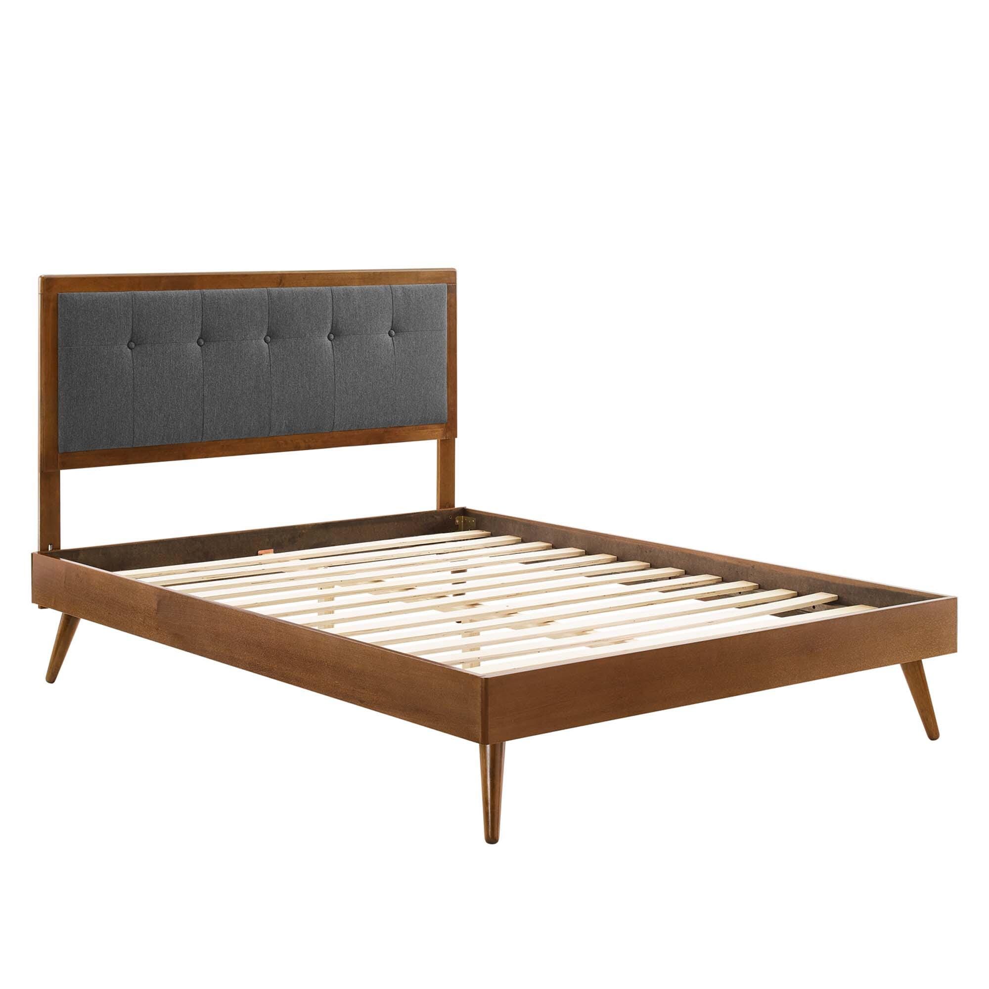 Modway Willow King Platform Bed With Splayed Legs, Walnut/Charcoal, large