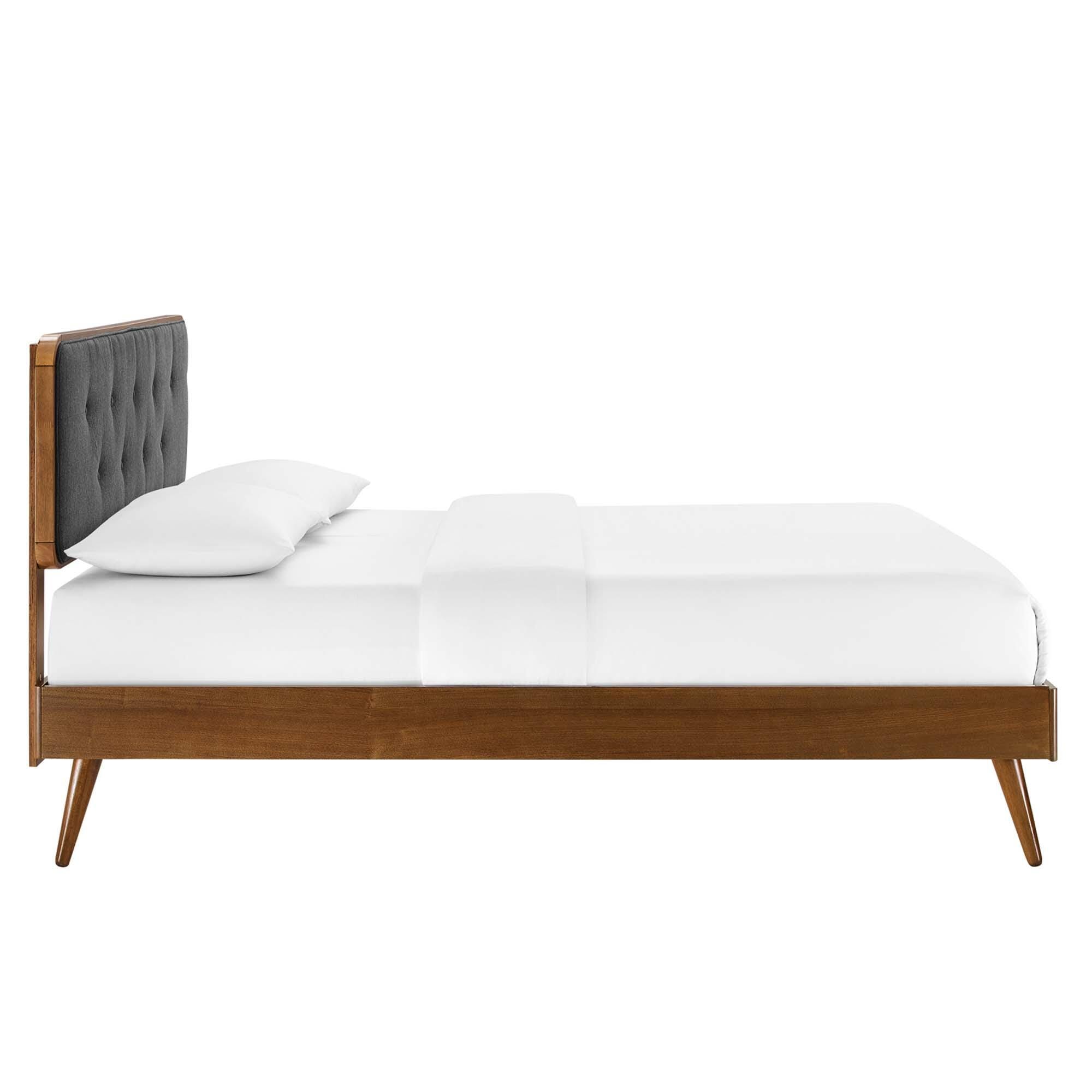 Modway Bridgette King Platform Bed With Splayed Legs, Walnut/Charcoal, large