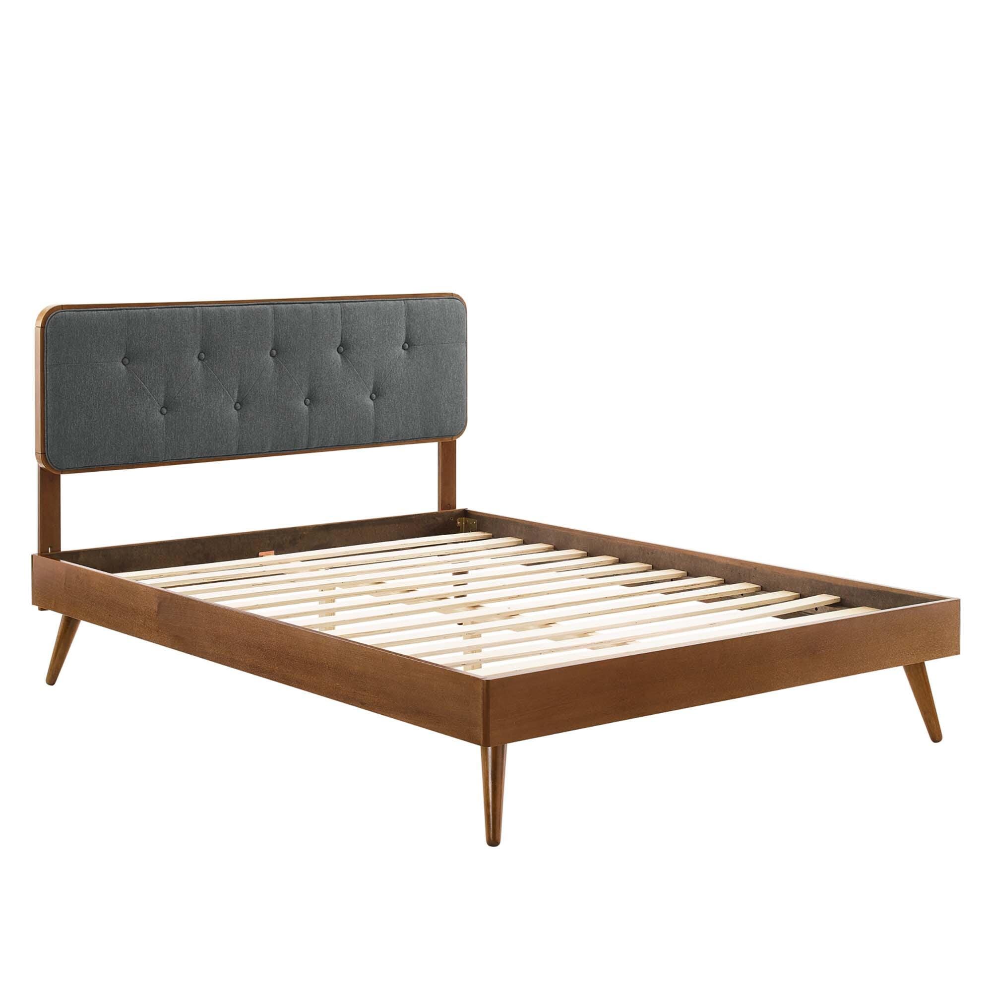 Modway Bridgette King Platform Bed With Splayed Legs, Walnut/Charcoal, large