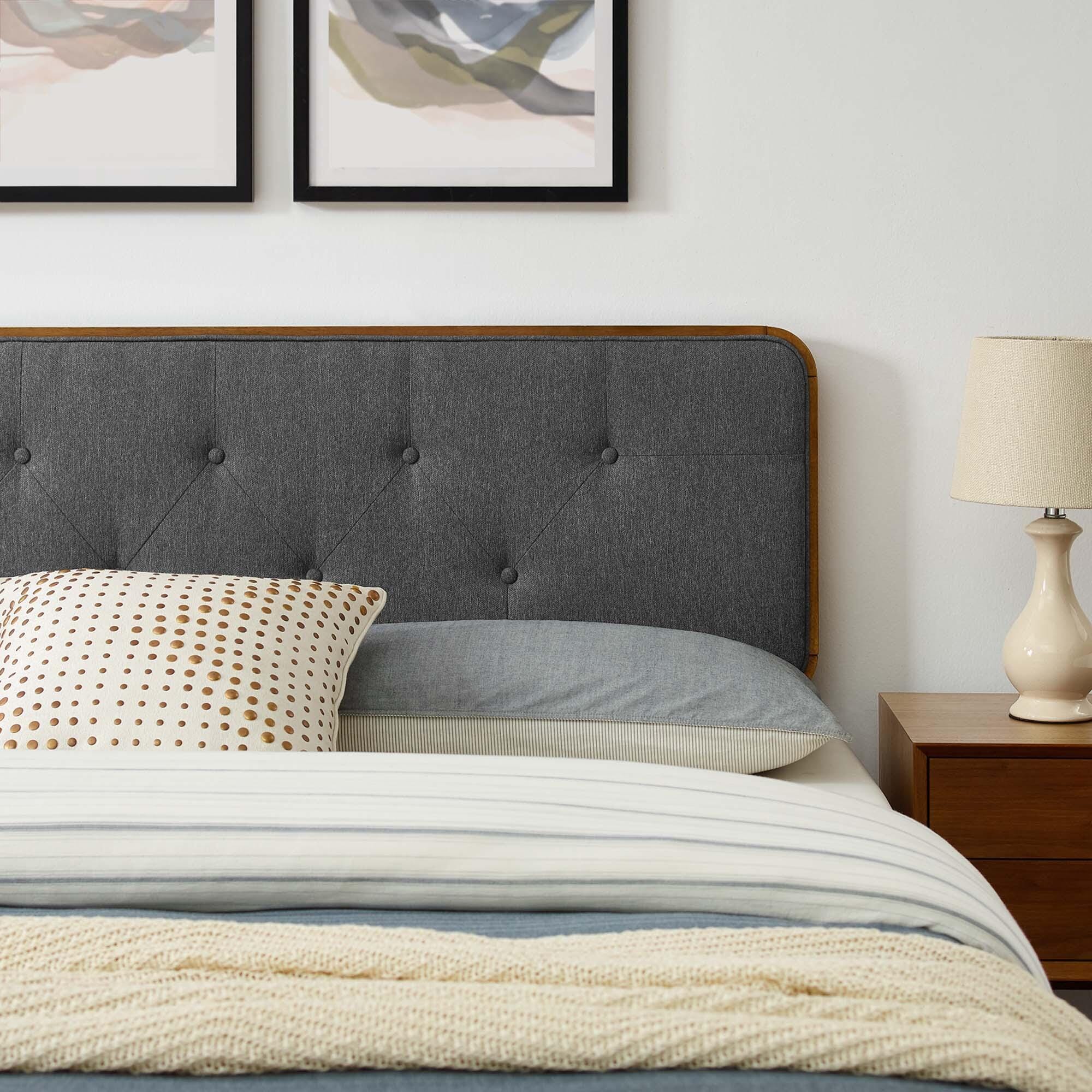 Modway Bridgette King Platform Bed With Splayed Legs, Walnut/Charcoal, large