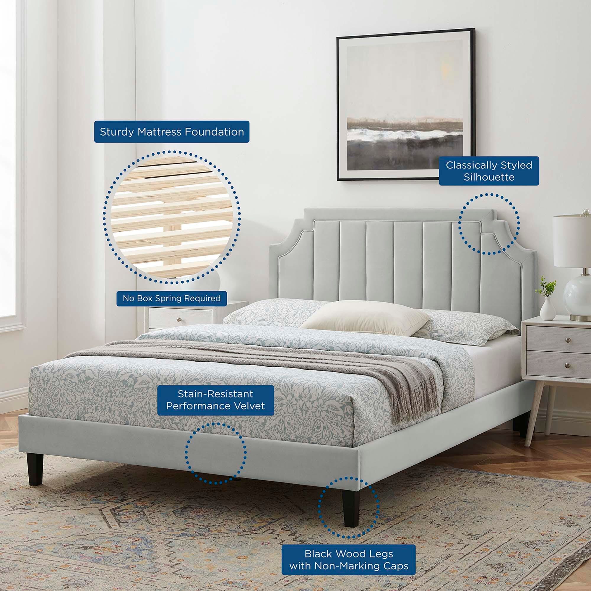Modway Sienna Platform Bed, Light Gray, large