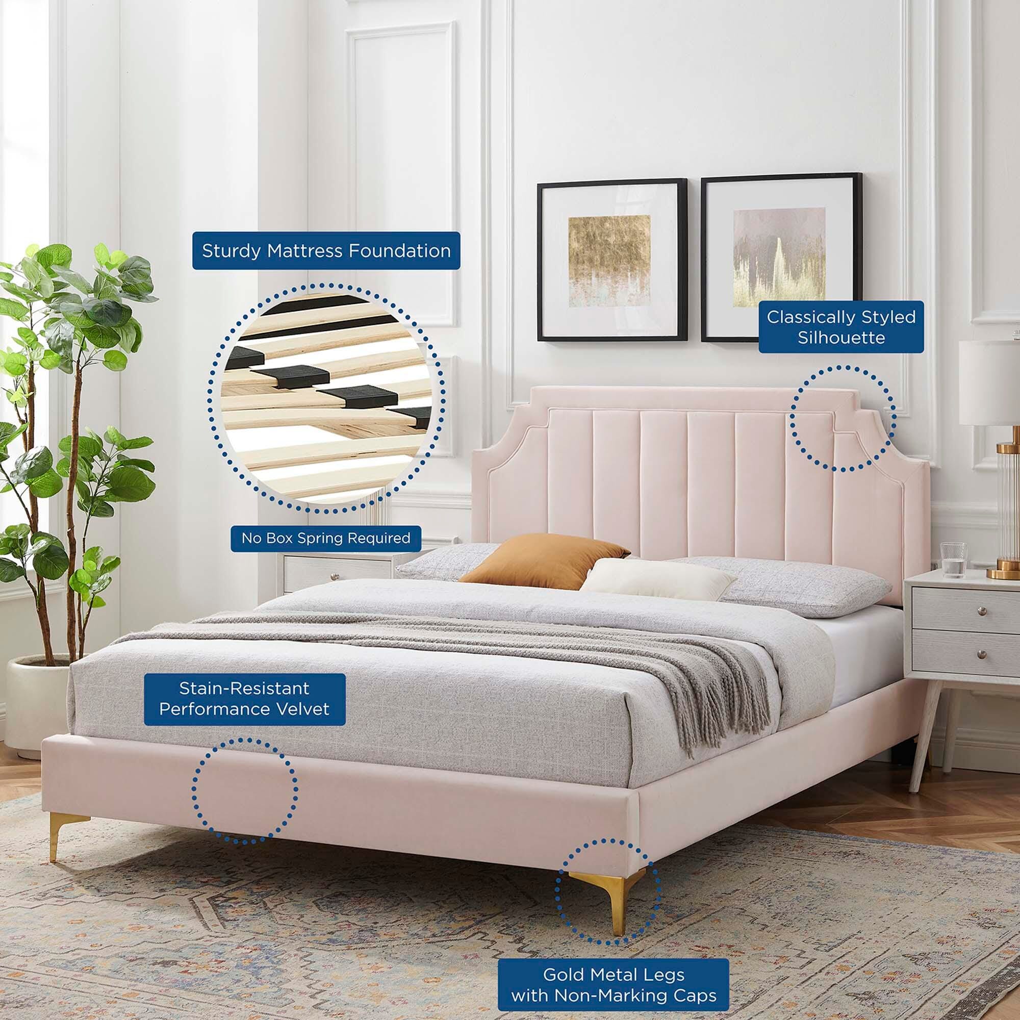 Modway Sienna Queen Platform Bed, Pink, large