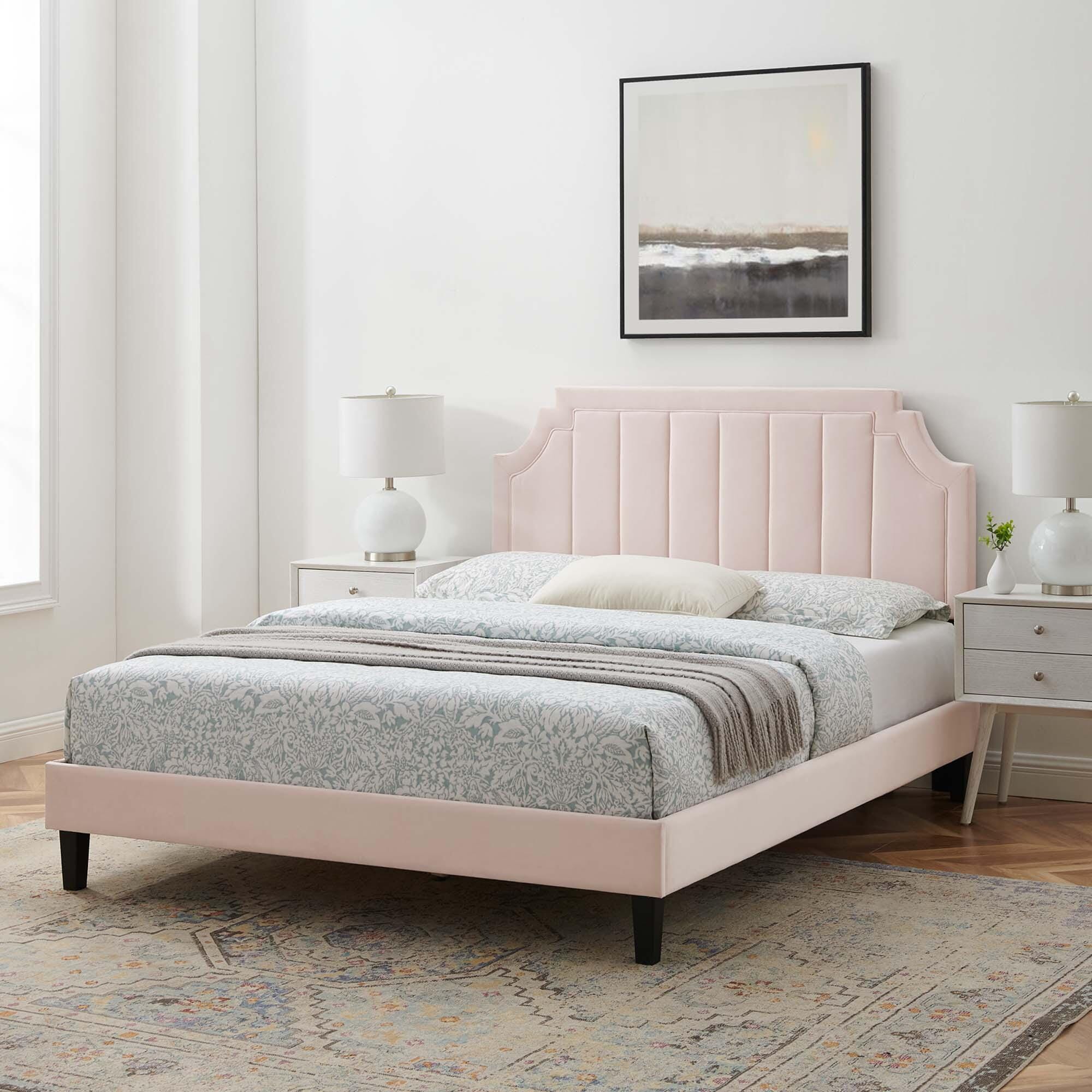 Modway Sienna Queen Platform Bed, Pink, large