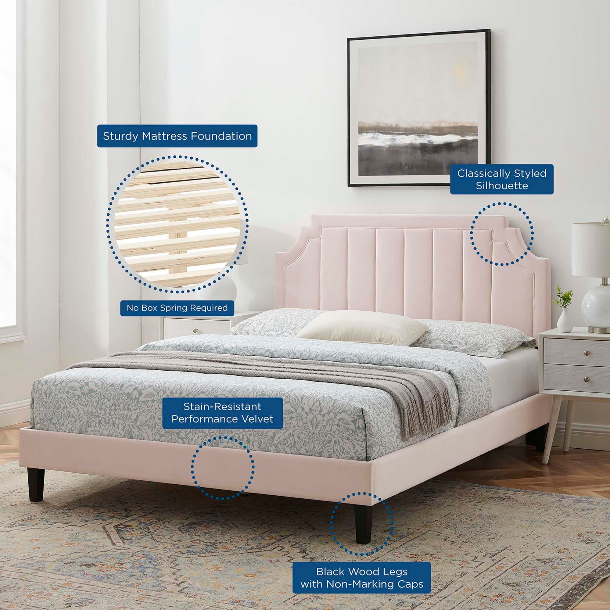 Modway Sienna Queen Platform Bed, Pink, large