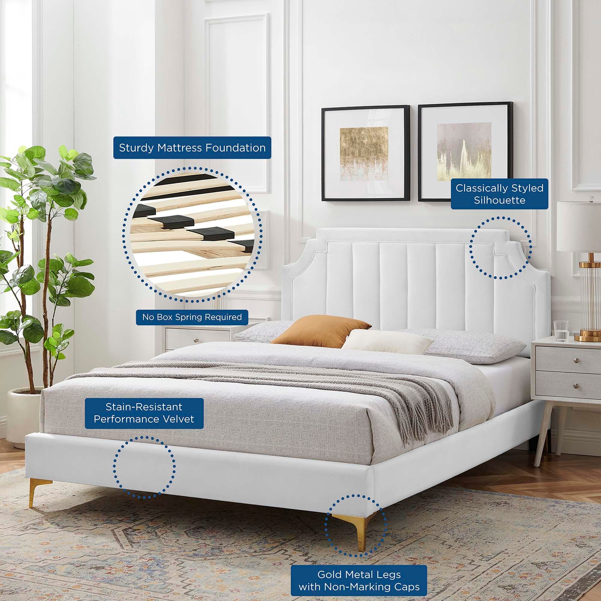 Modway Sienna Queen Platform Bed, White, large