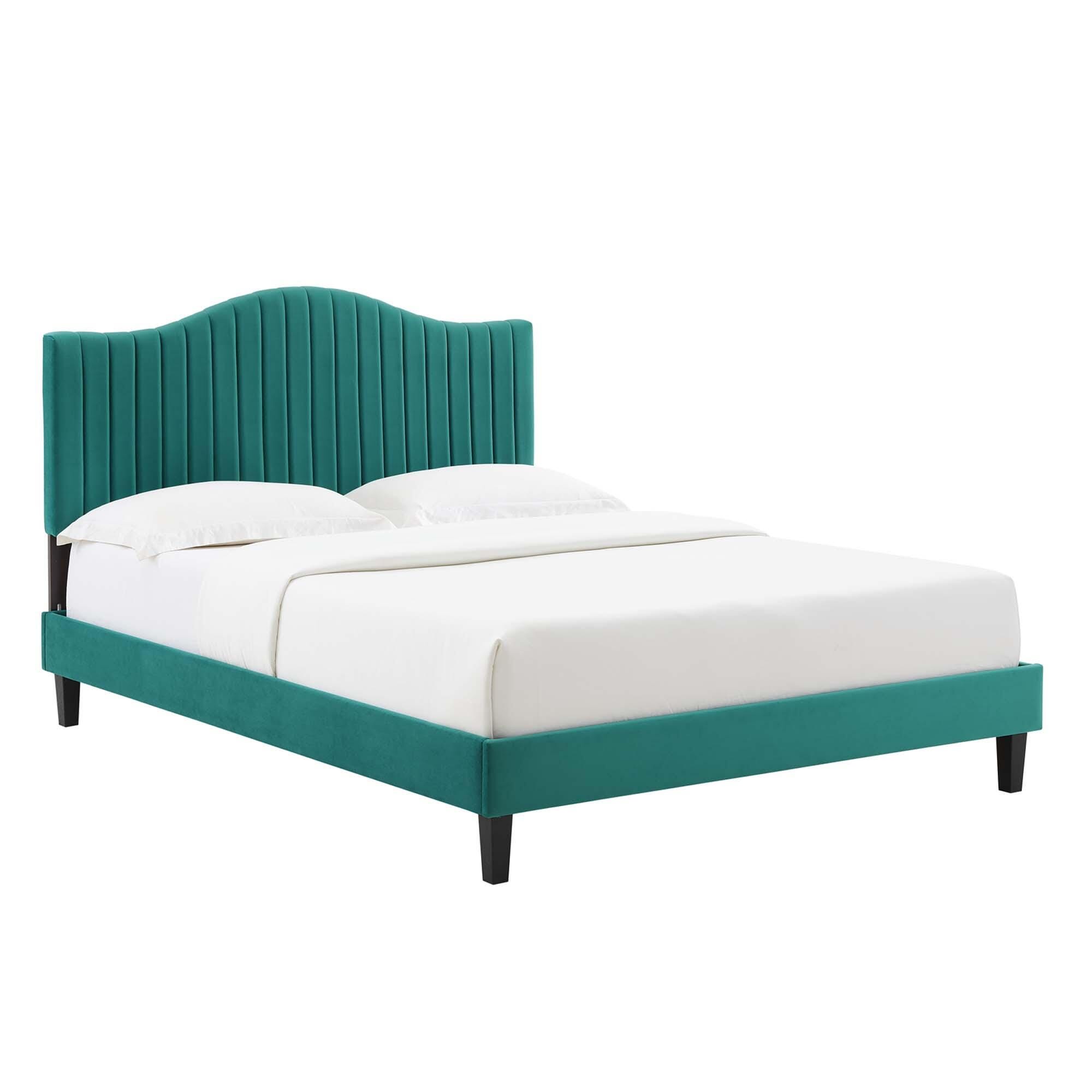 Modway Juniper Tufted Full Platform Bed, Teal, large