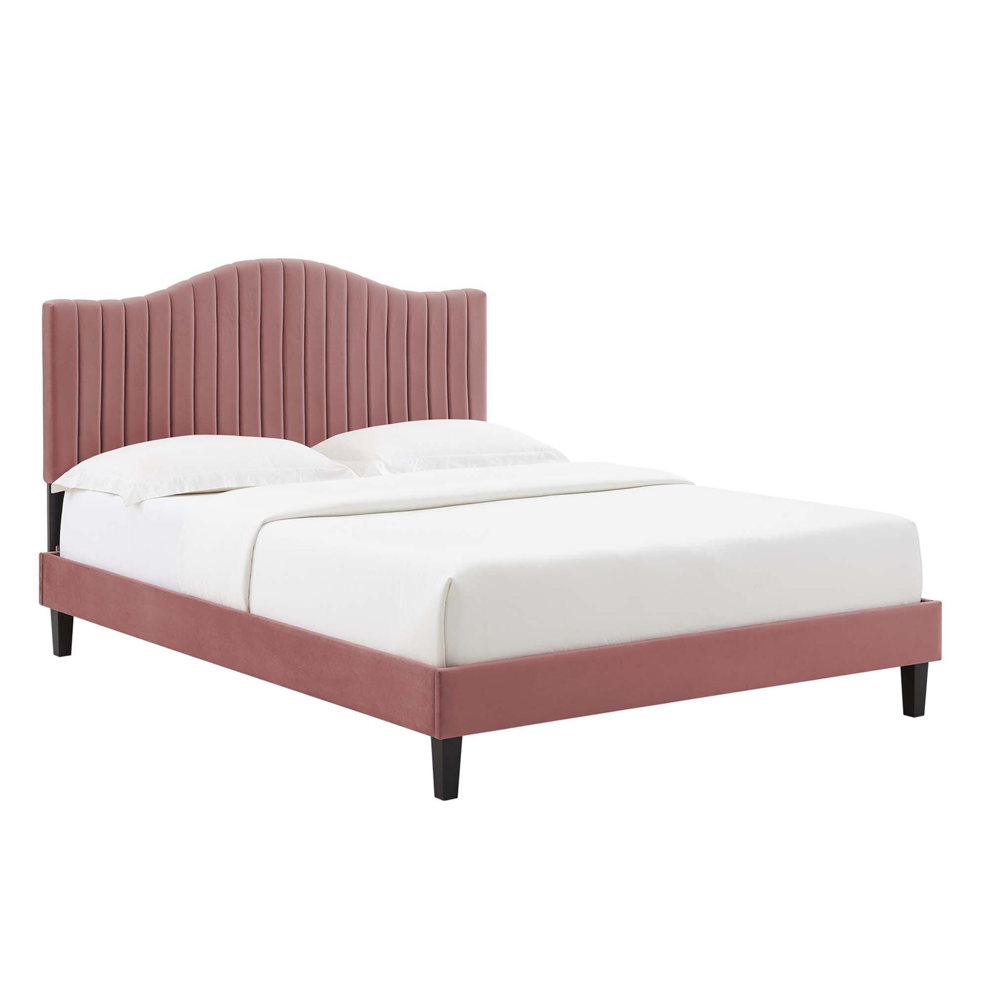 Modway Juniper Tufted King Platform Bed, Dusty Rose, large