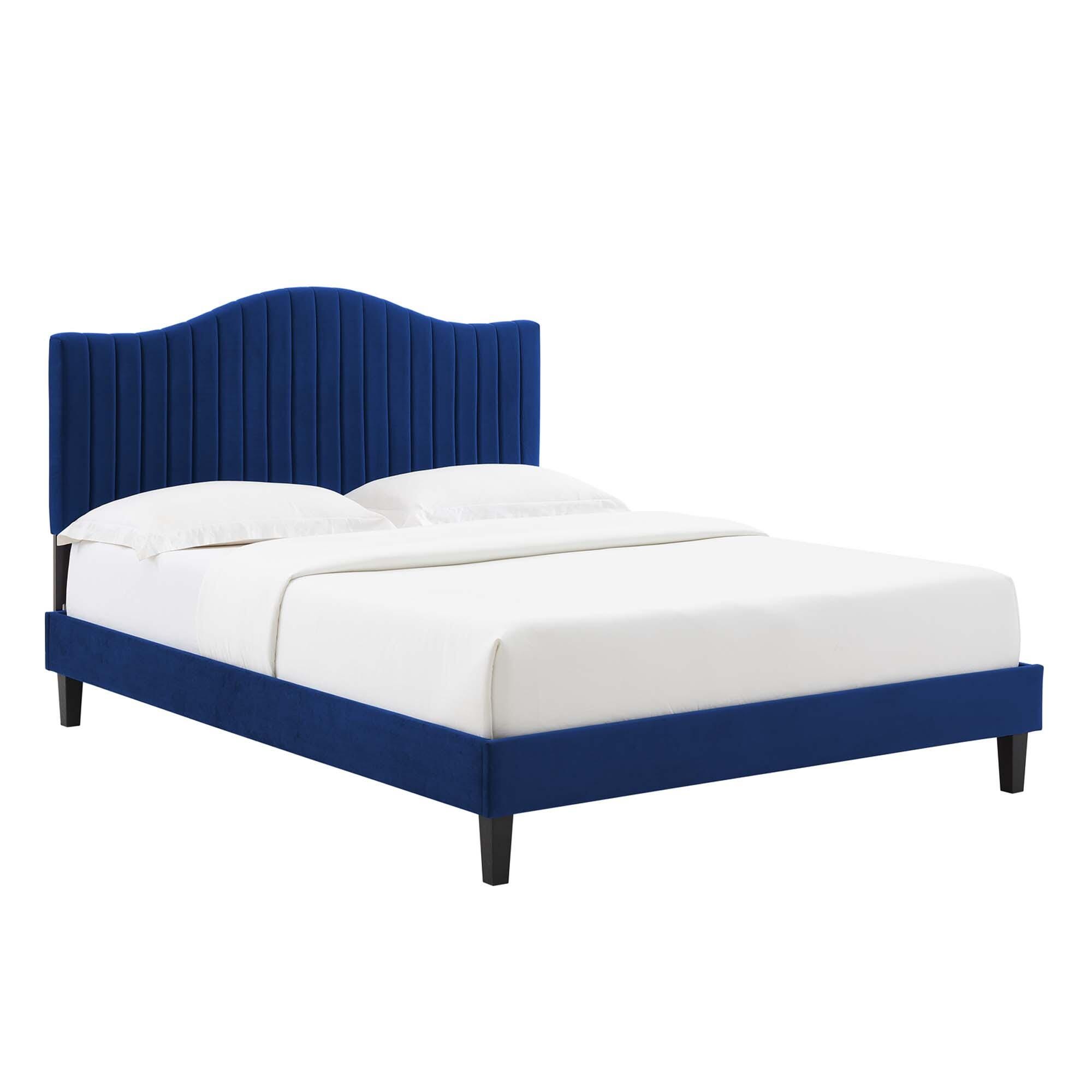 Modway Juniper Tufted King Platform Bed, Navy, large