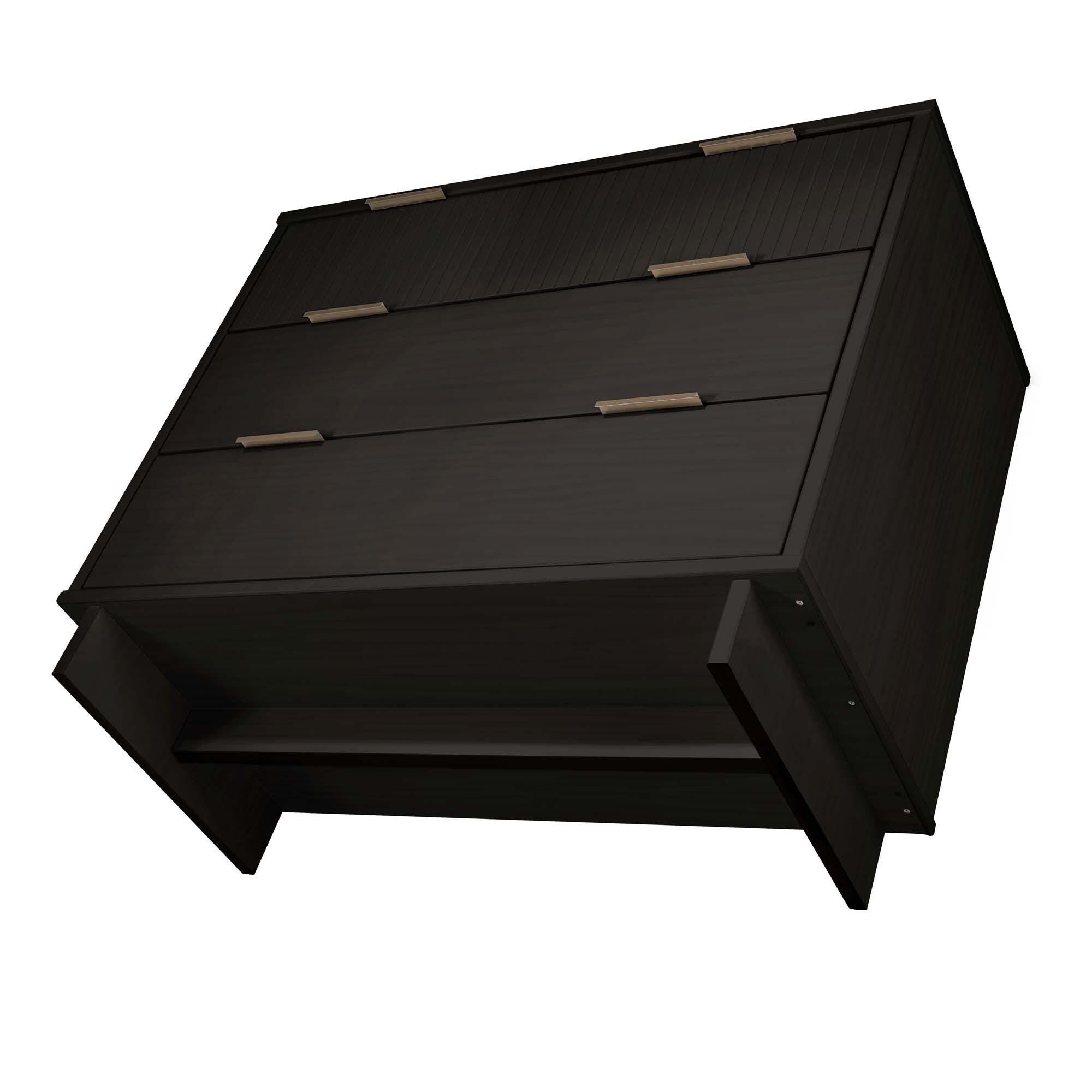 Manhattan Comfort Standard 38" 3 Drawer Dresser, Black, large