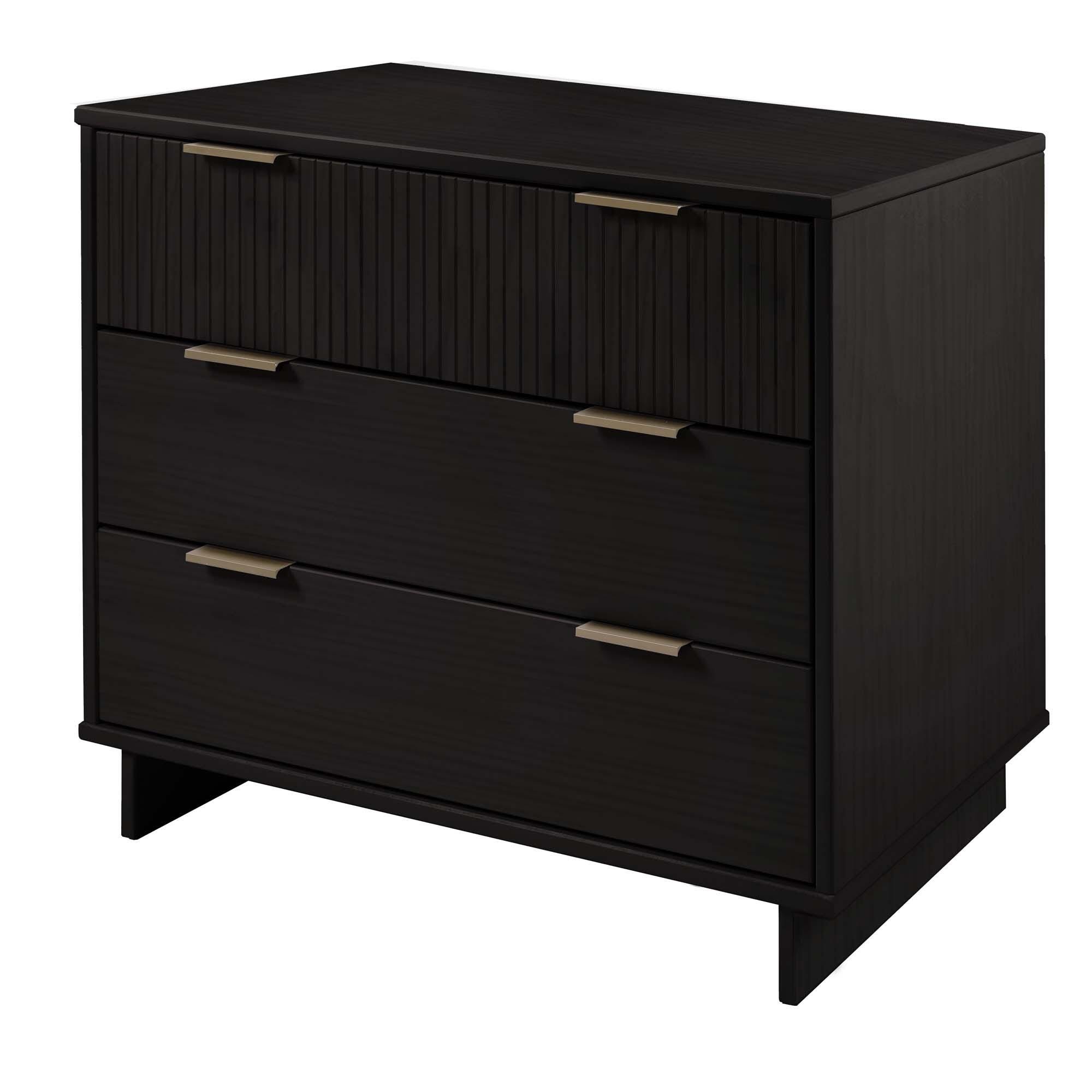 Manhattan Comfort Standard 38" 3 Drawer Dresser, Black, large