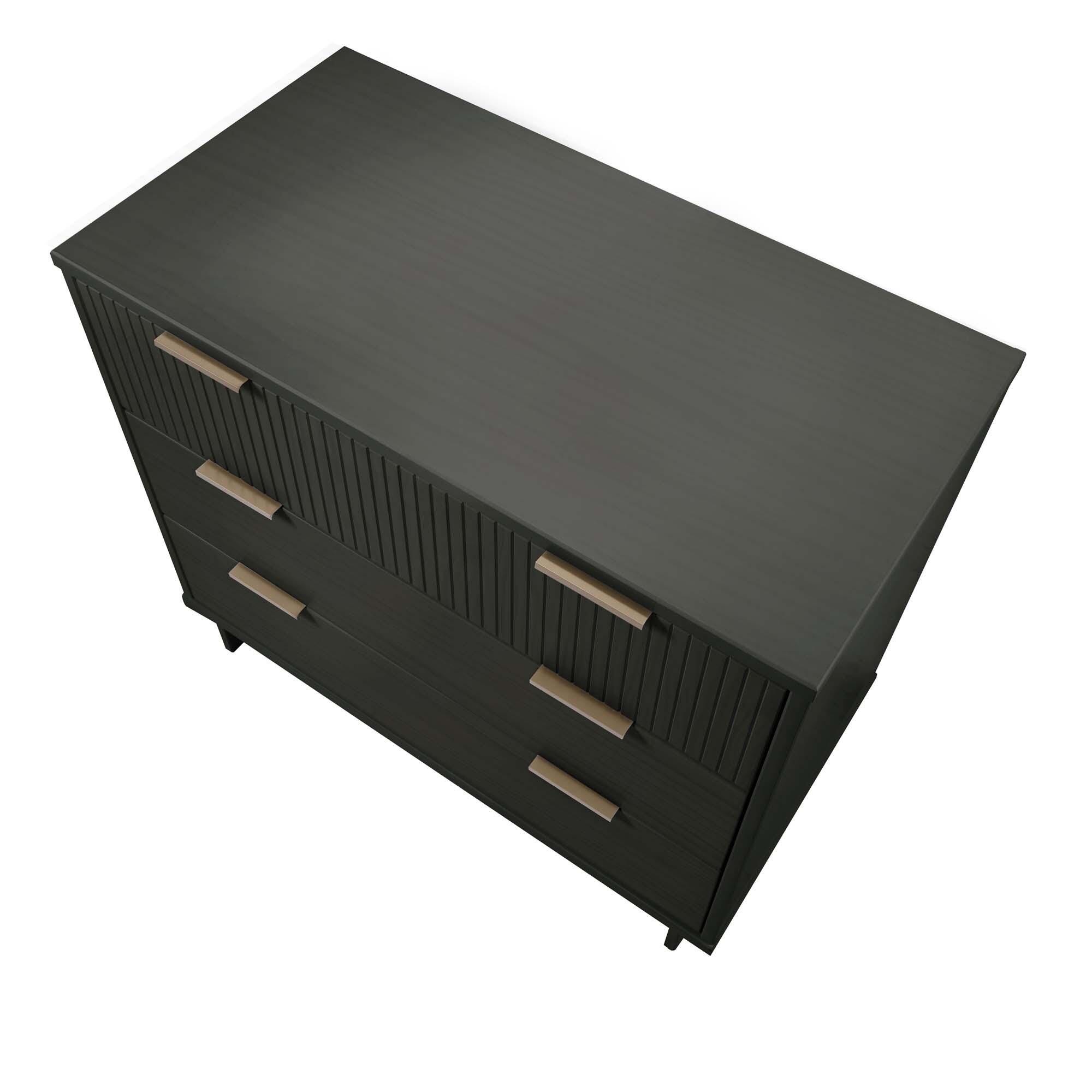 Manhattan Comfort Standard 38" 3 Drawer Dresser, Dark Gray, large