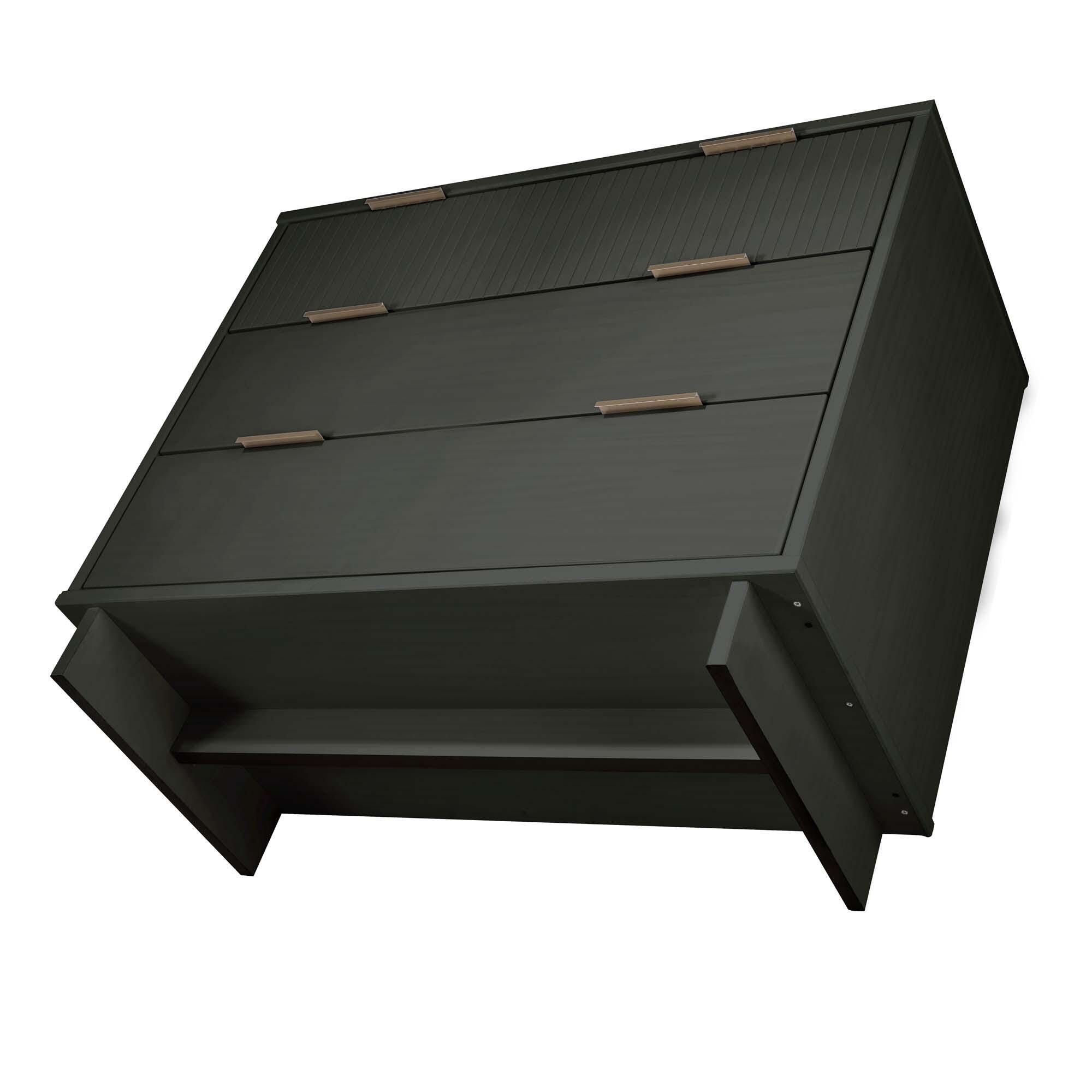 Manhattan Comfort Standard 38" 3 Drawer Dresser, Dark Gray, large