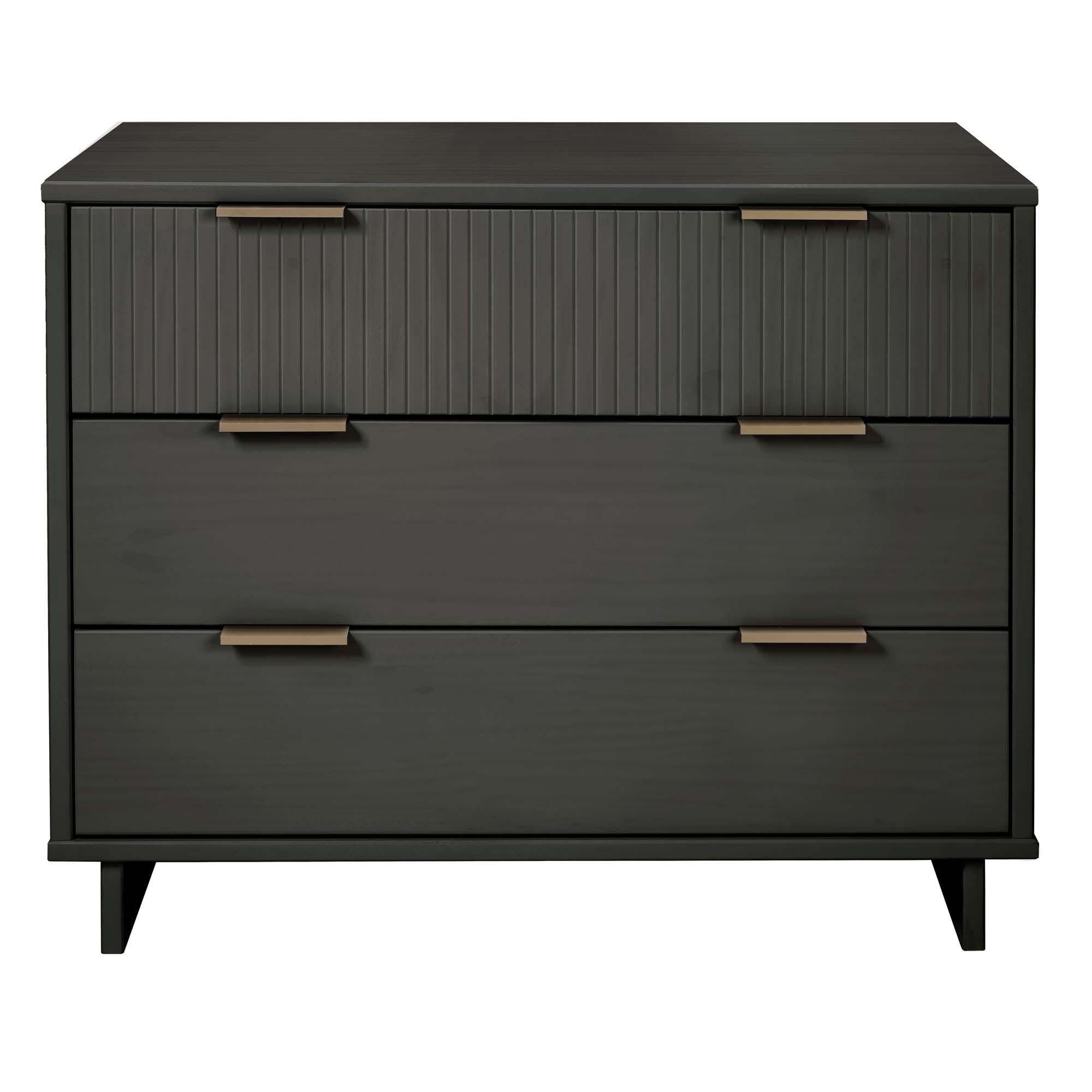 Manhattan Comfort Standard 38" 3 Drawer Dresser, Dark Gray, large