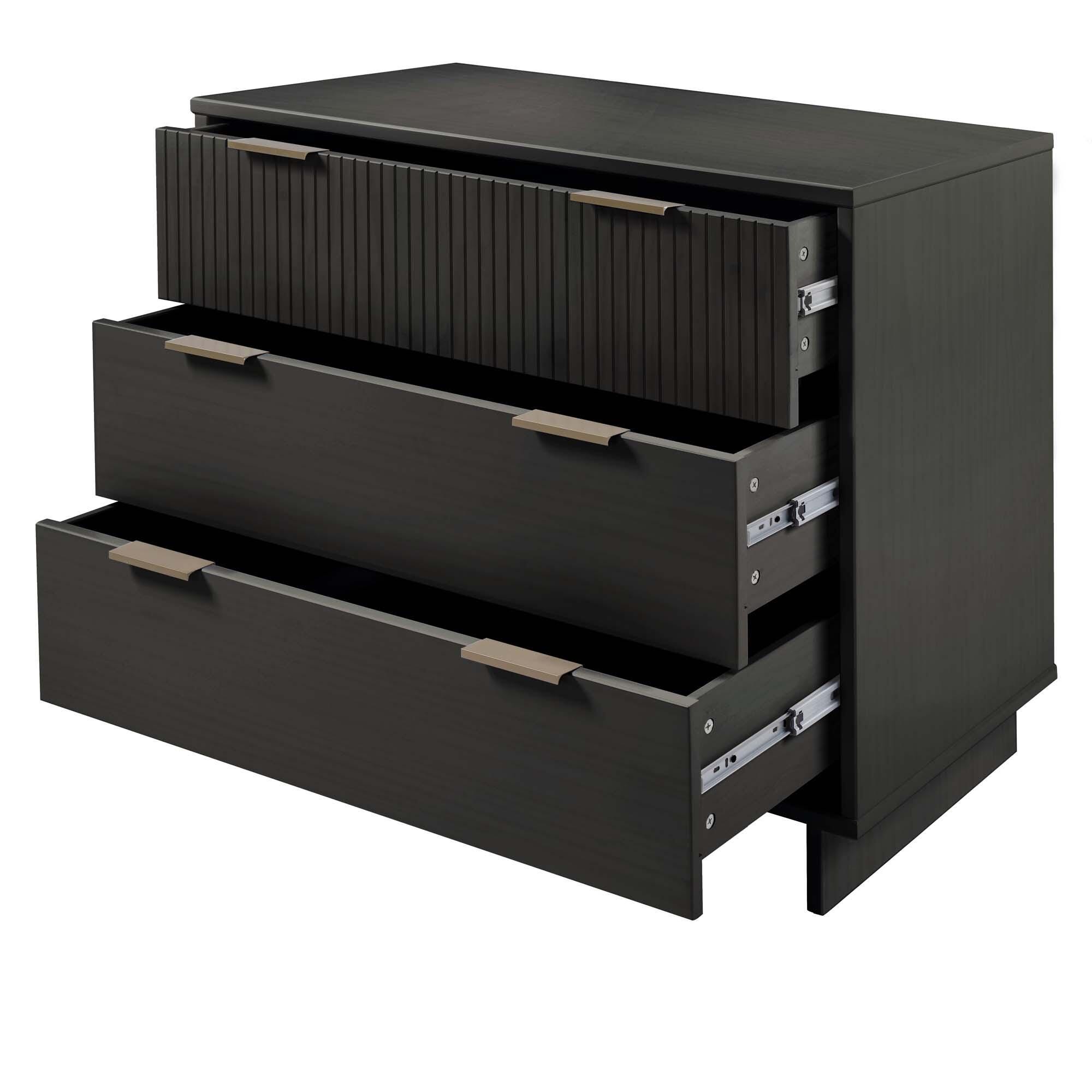 Manhattan Comfort Standard 38" 3 Drawer Dresser, Dark Gray, large