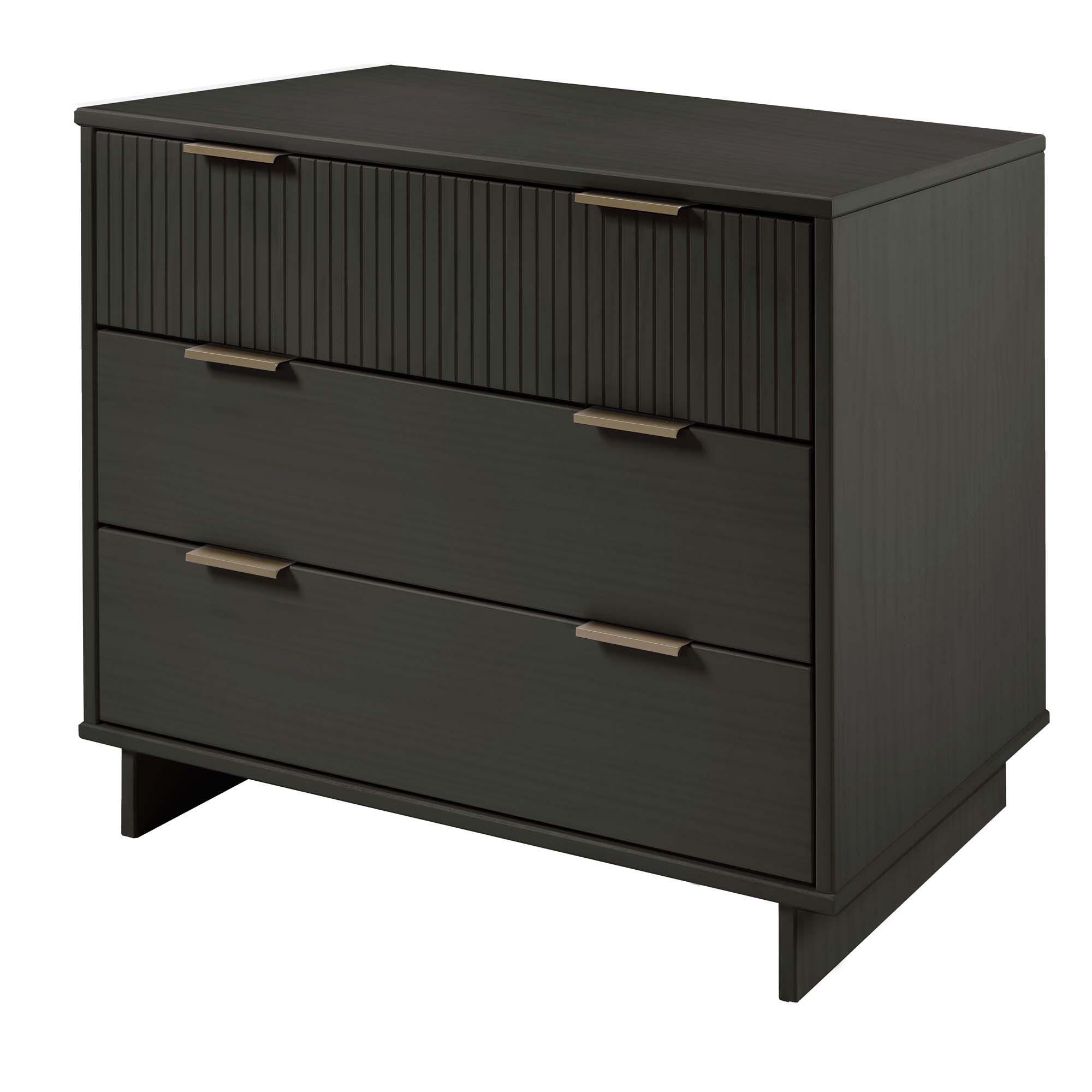 Manhattan Comfort Standard 38" 3 Drawer Dresser, Dark Gray, large