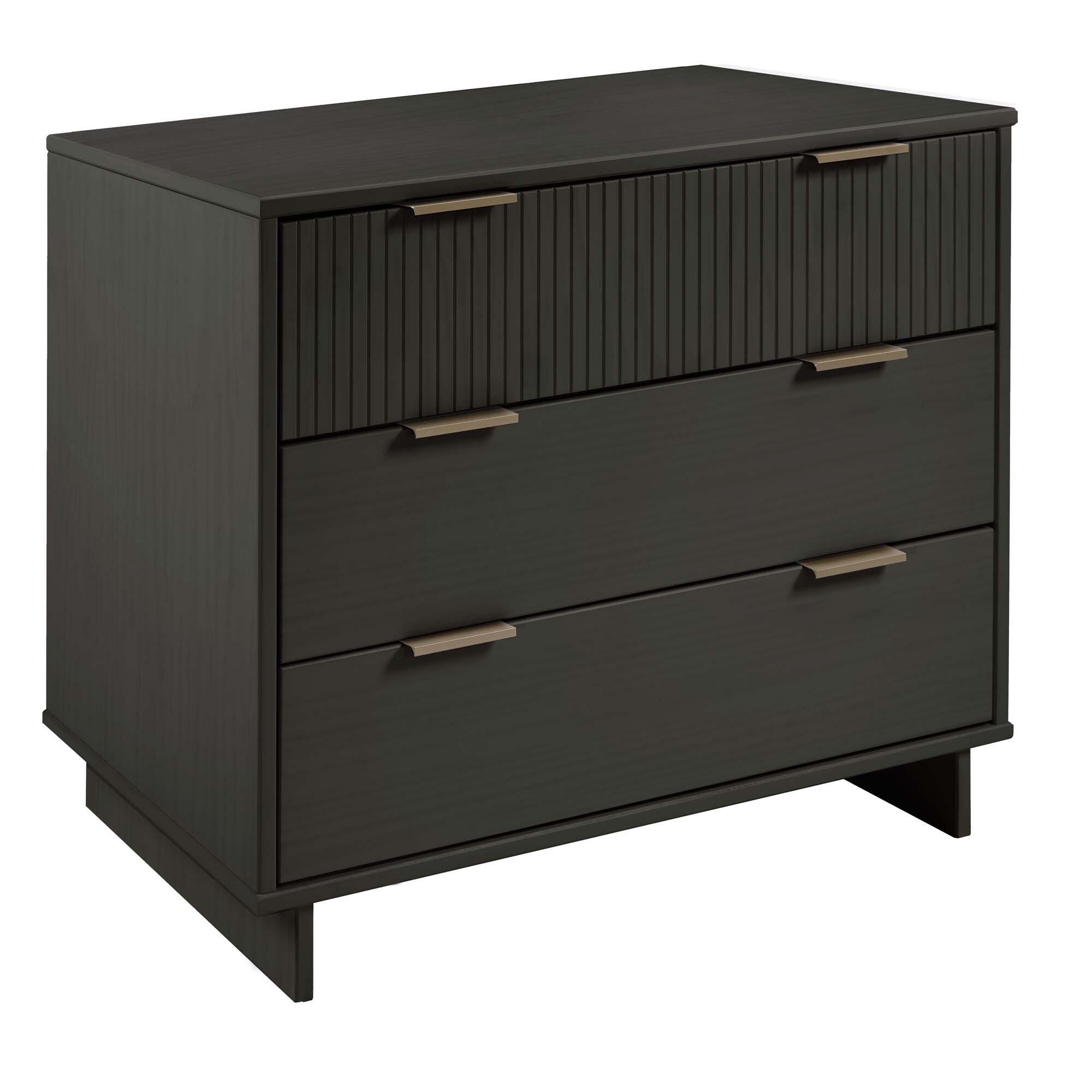 Manhattan Comfort Standard 38" 3 Drawer Dresser, Dark Gray, large