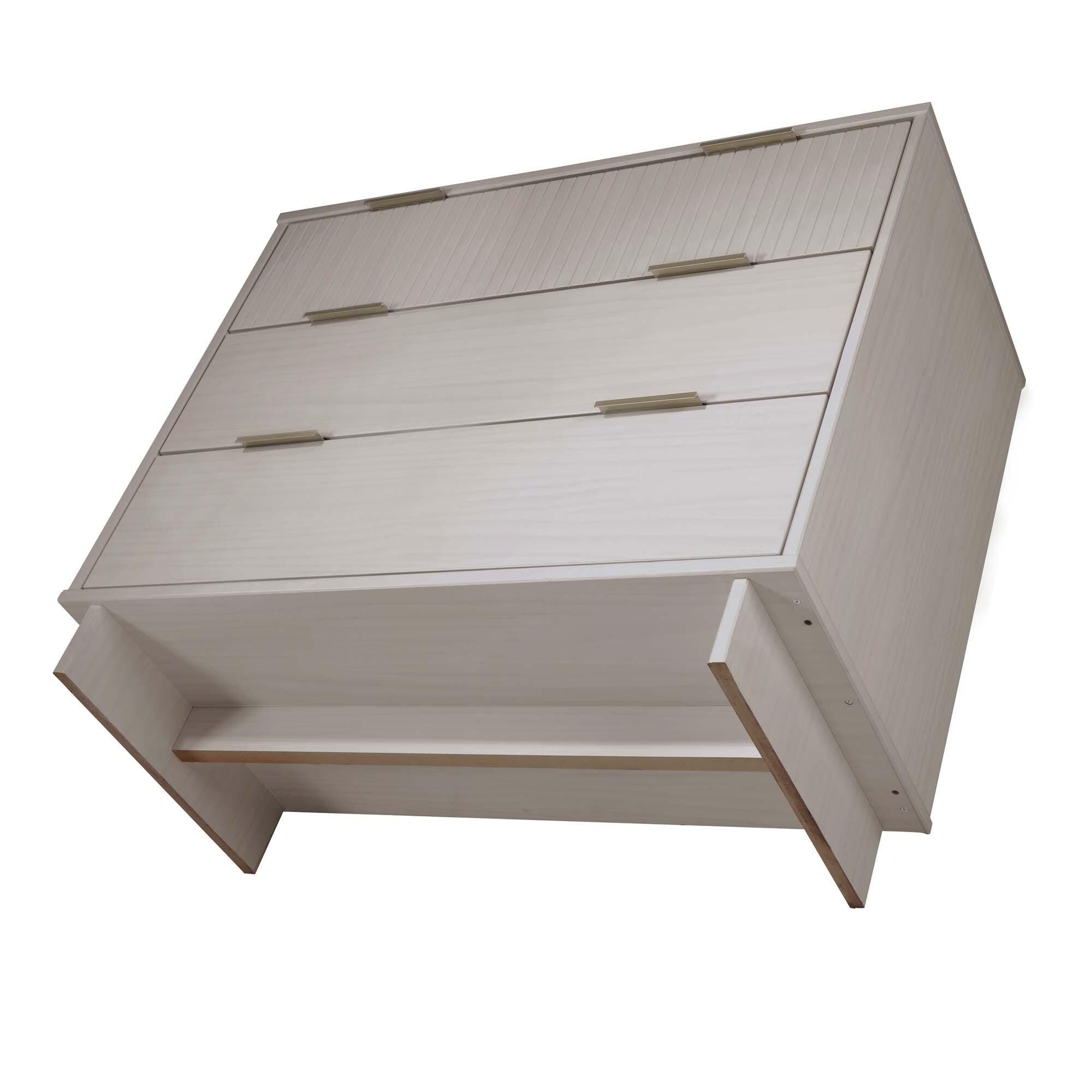 Manhattan Comfort Standard 38" 3 Drawer Dresser, Light Gray, large