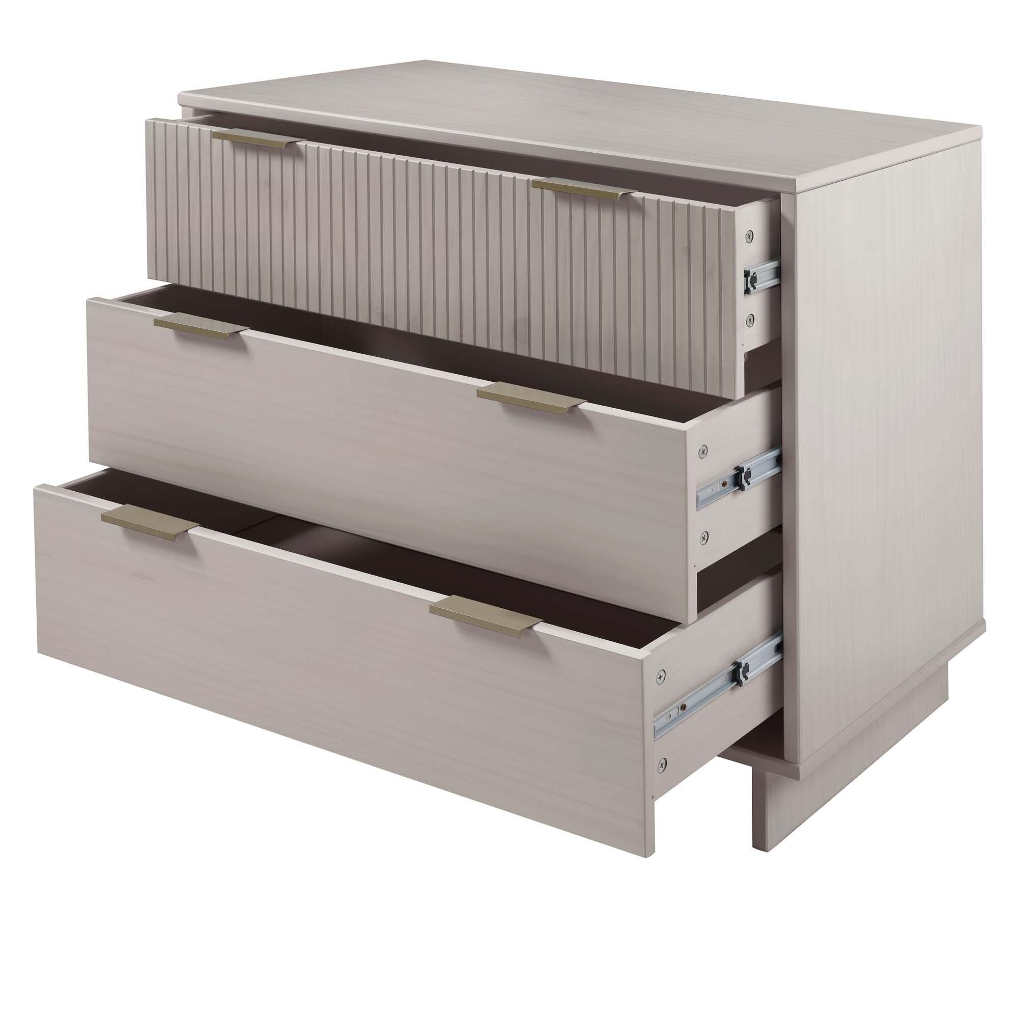 Manhattan Comfort Standard 38" 3 Drawer Dresser, Light Gray, large