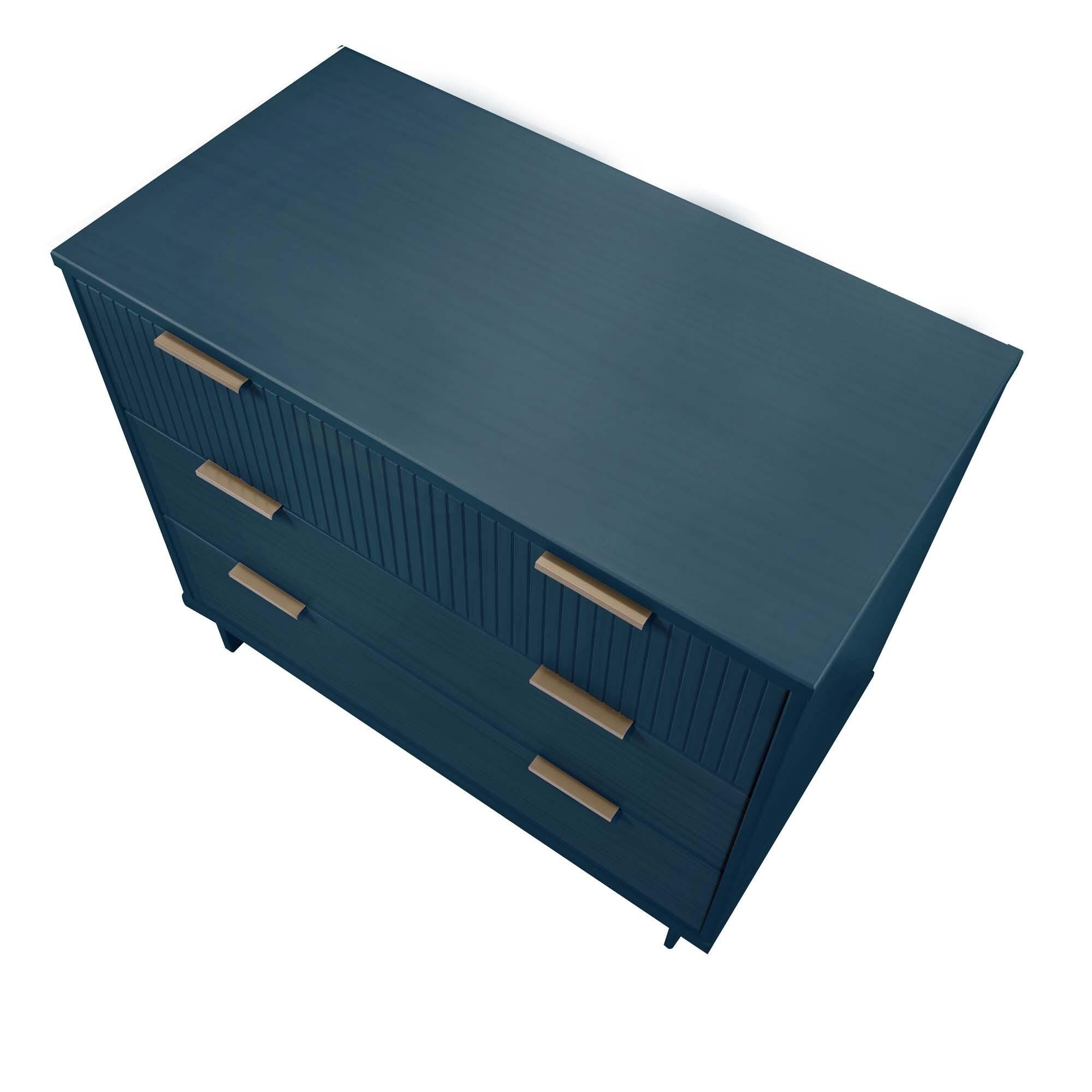 Manhattan Comfort Standard 38" 3 Drawer Dresser, Midnight Blue, large