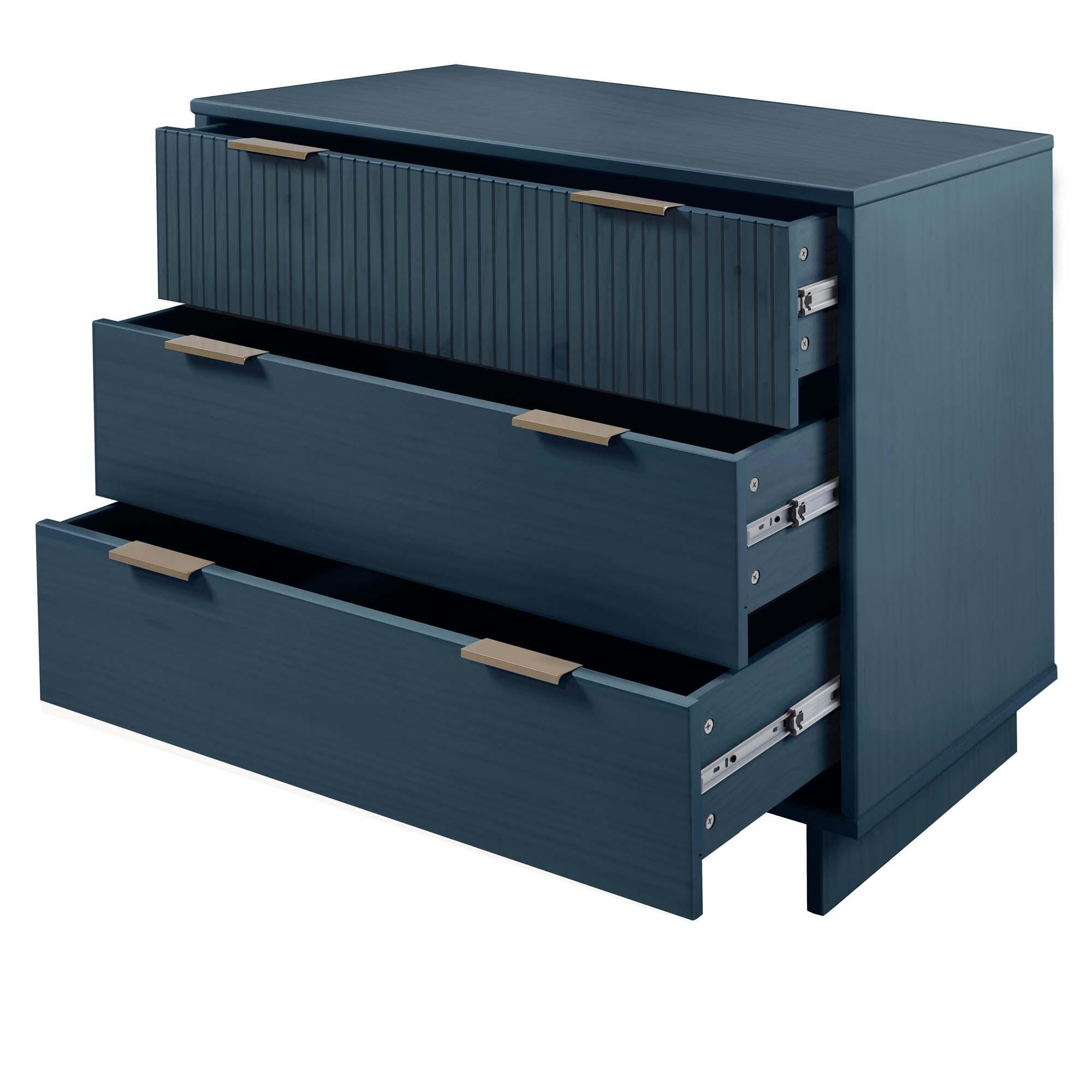 Manhattan Comfort Standard 38" 3 Drawer Dresser, Midnight Blue, large